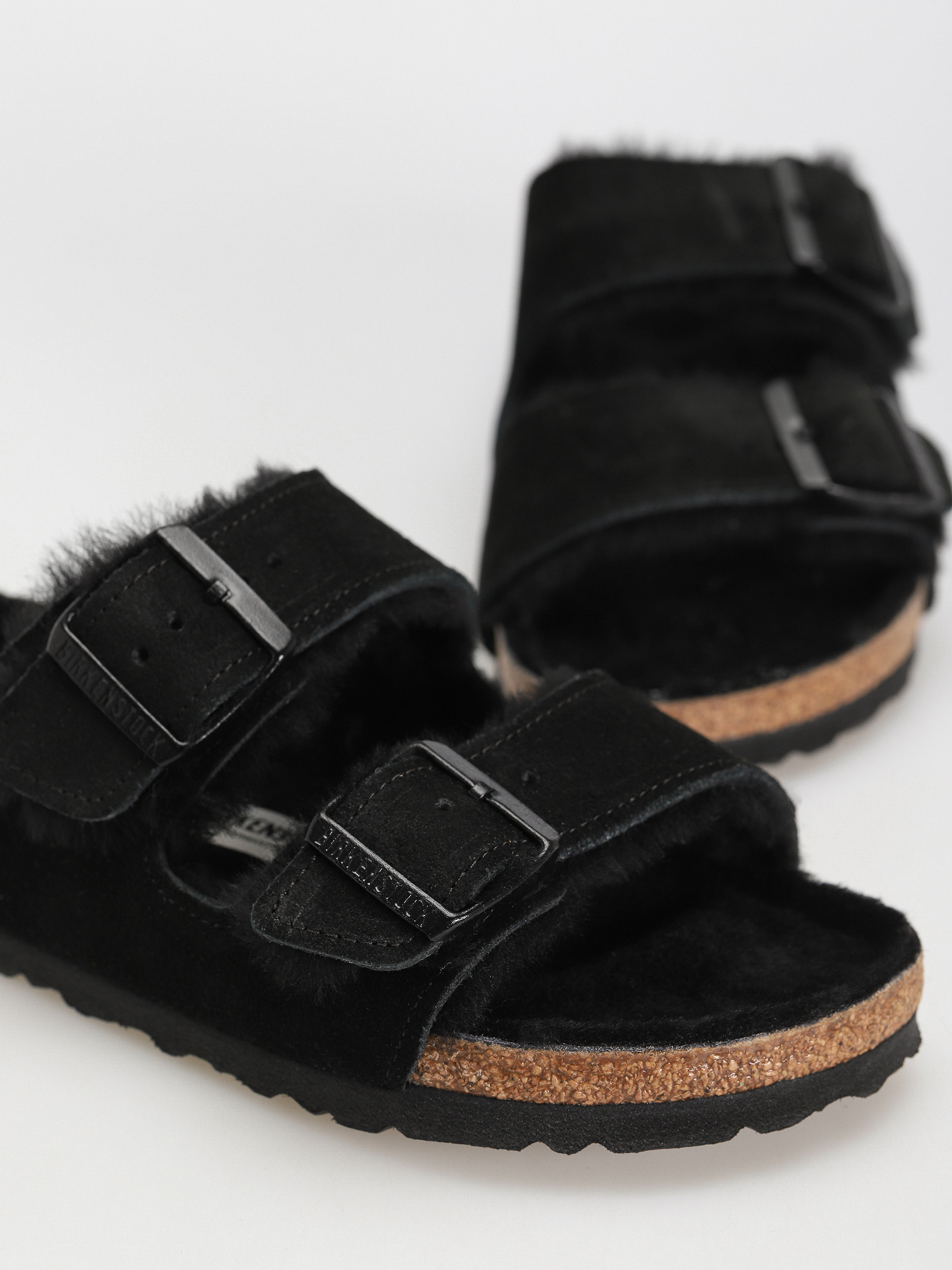 Birkenstock Arizona Suede Leather Narrow Flip-flops Wmn (black)