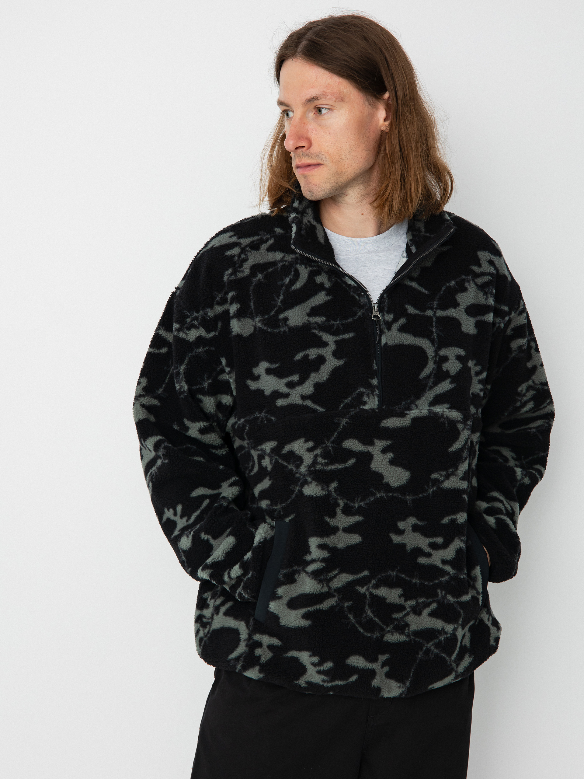Quiksilver Mikey Zip Sherpa Fleece jacke (black mongrel)