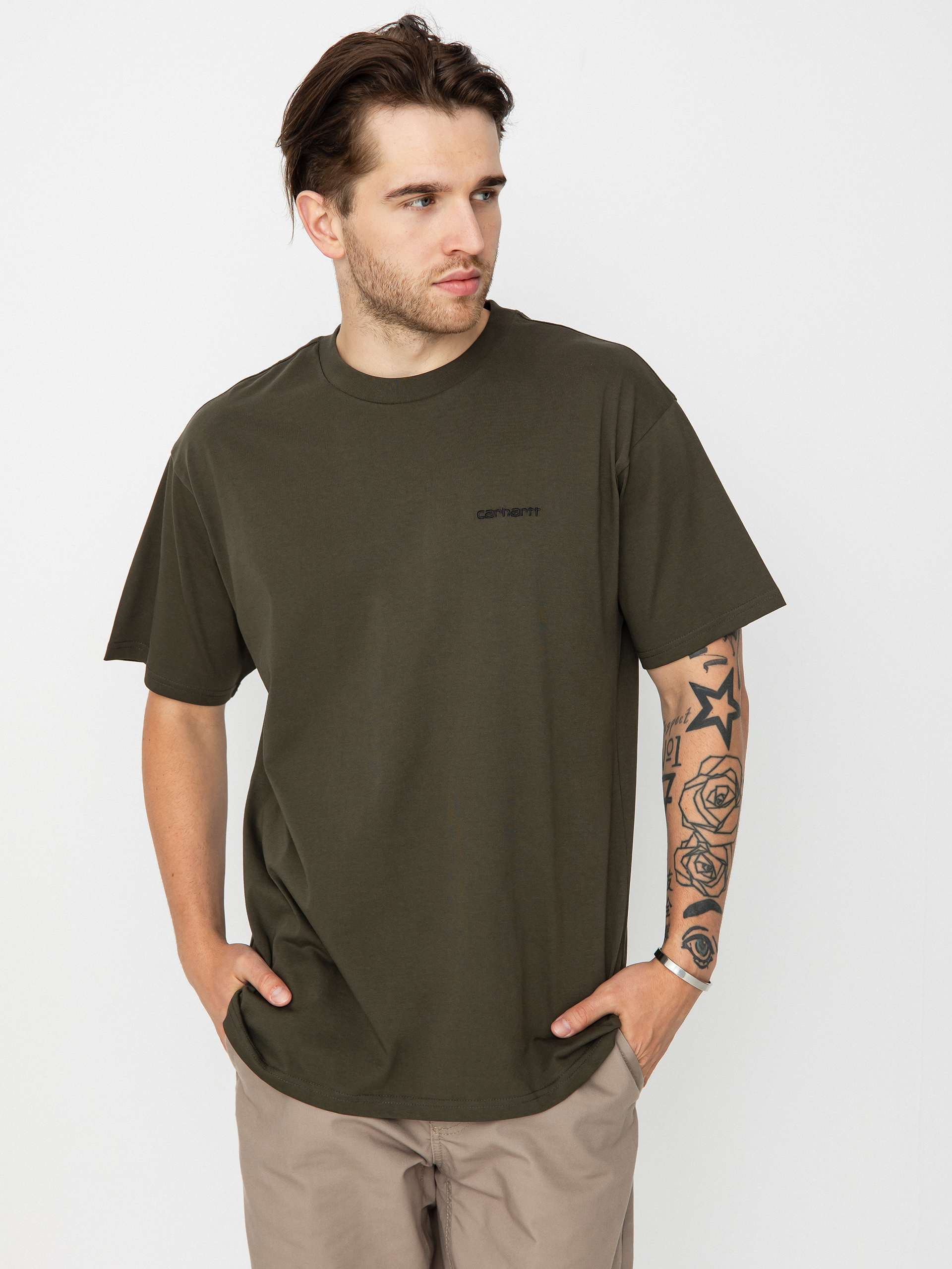 Carhartt WIP Script Embroidery T-Shirt (cypress/black)