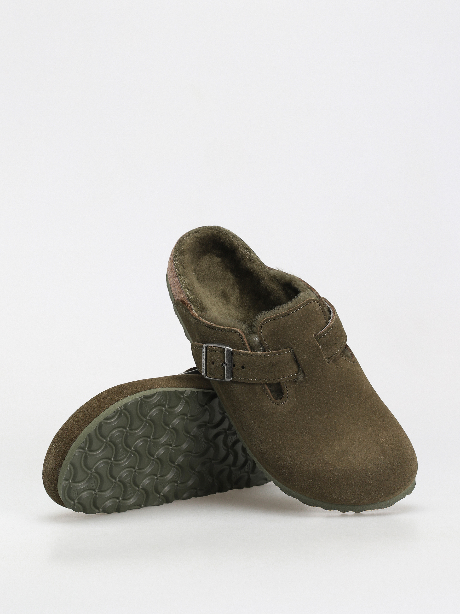 Birkenstock Boston Suede Leather Narrow Flip-flops Wmn (thyme)