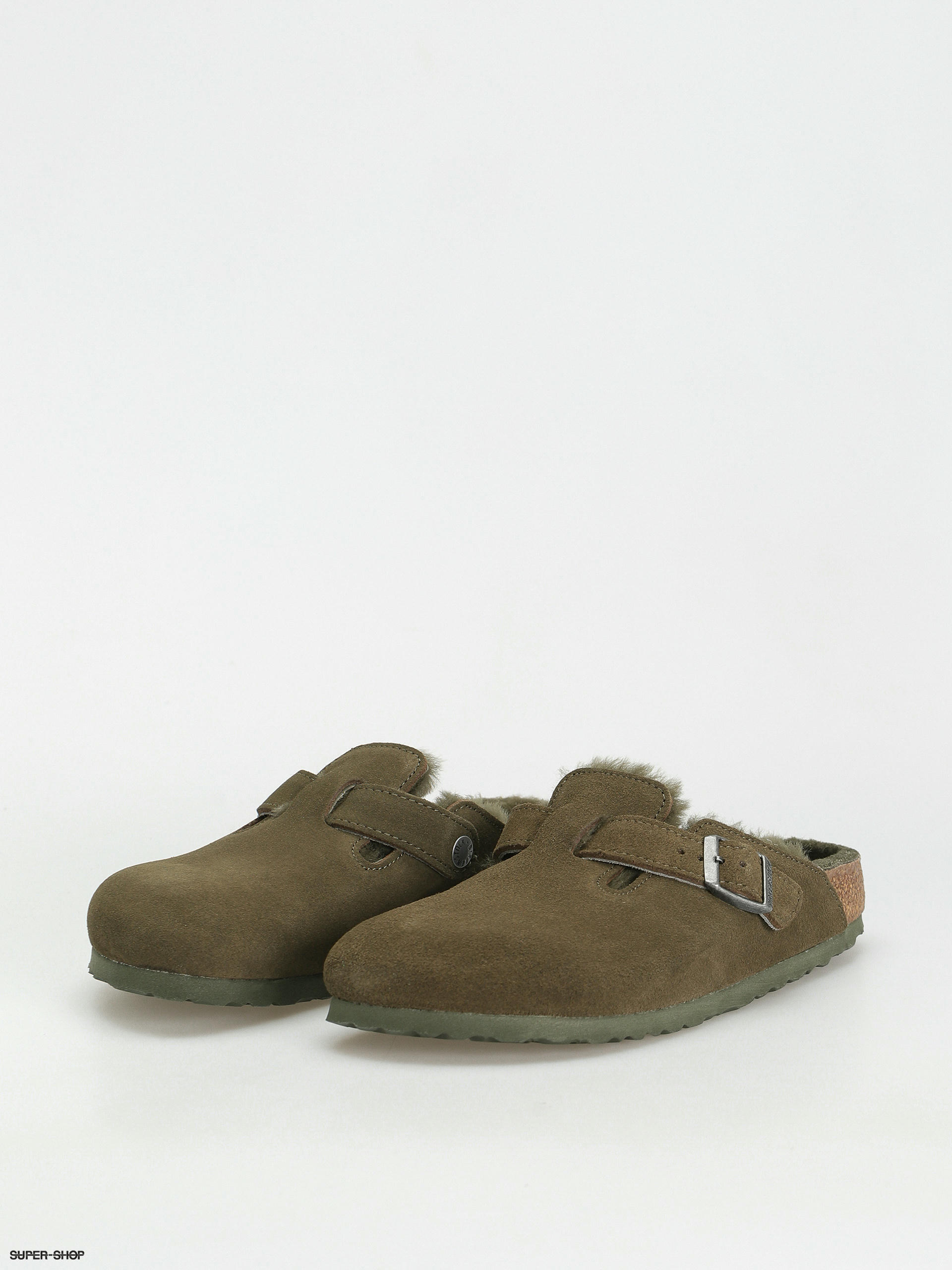 Birkenstock boston shearling green hot sale