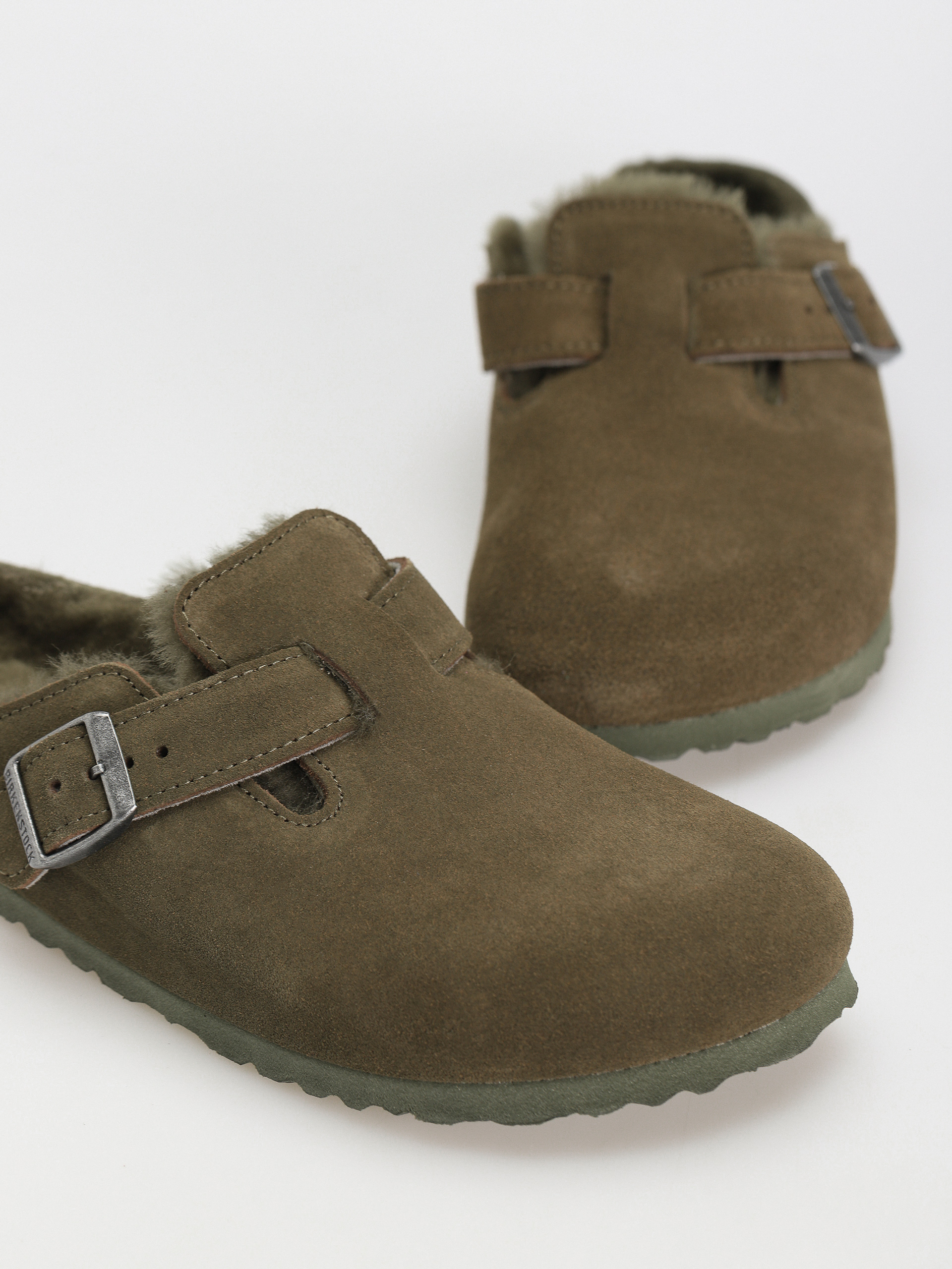 Birkenstock Boston Suede Leather Narrow Flip-flops Wmn (thyme)