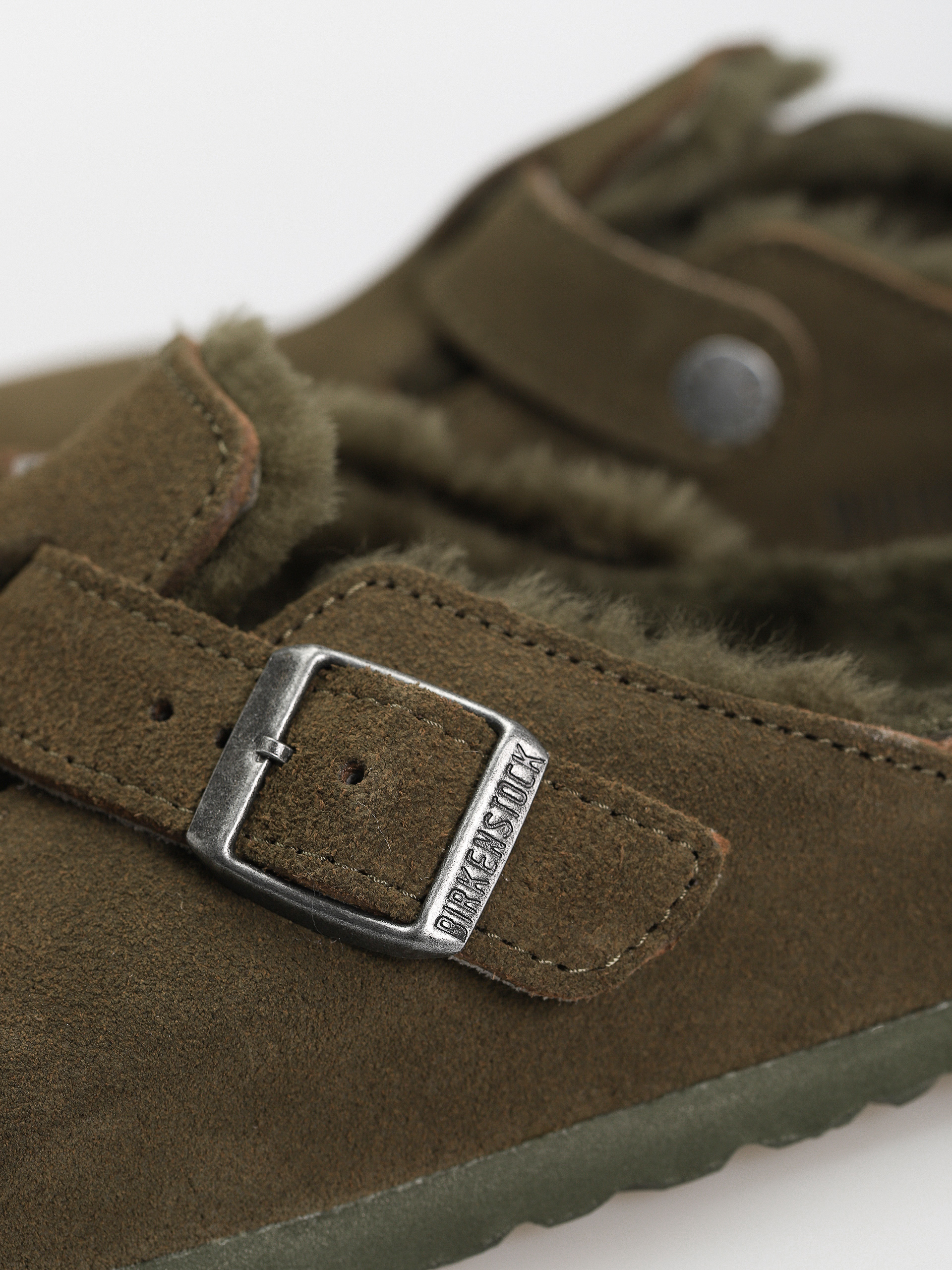 Birkenstock Boston Suede Leather Narrow Flip-flops Wmn (thyme)