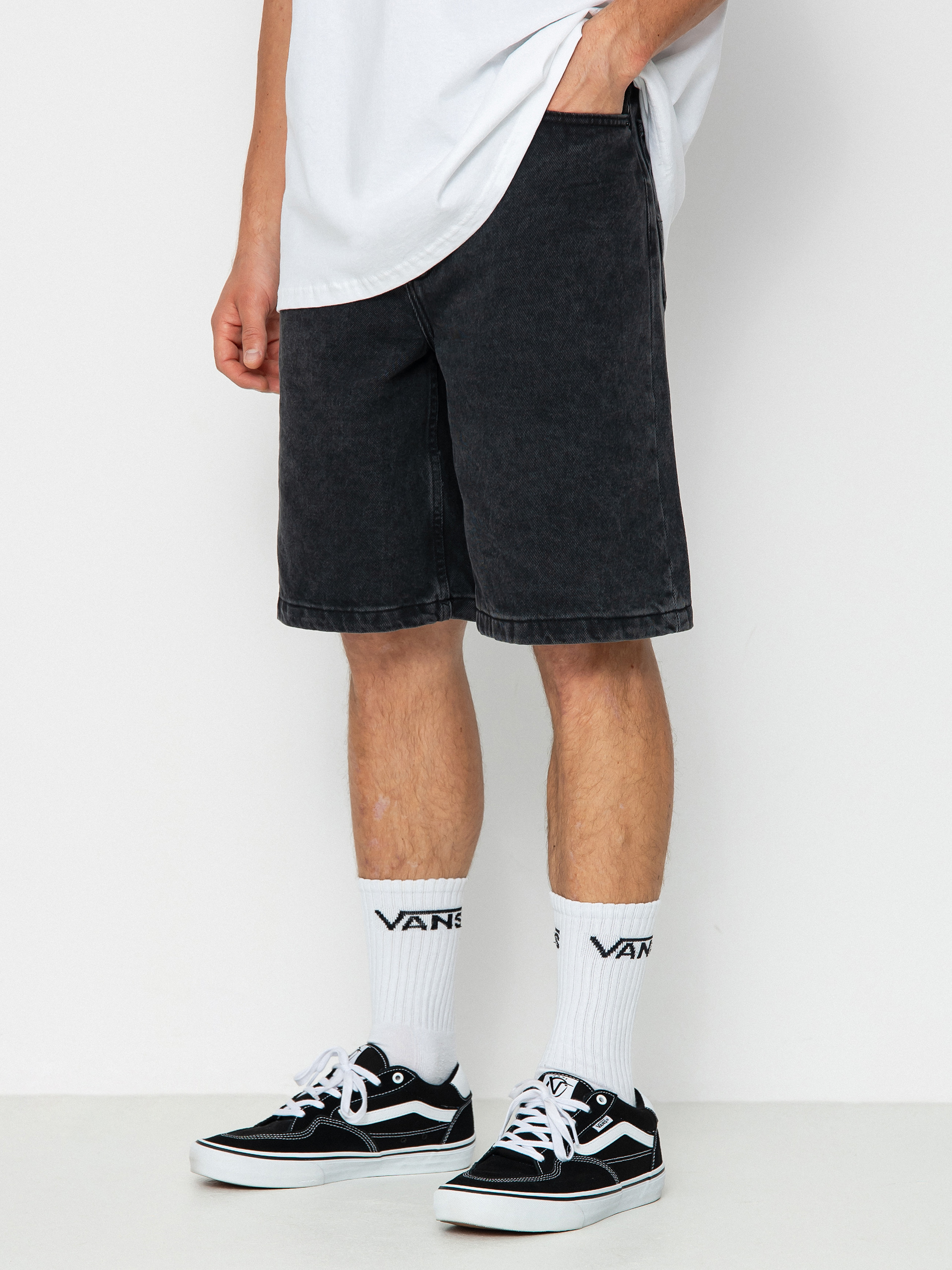 Vans Check 5 Baggy Denim Shorts (washed black)