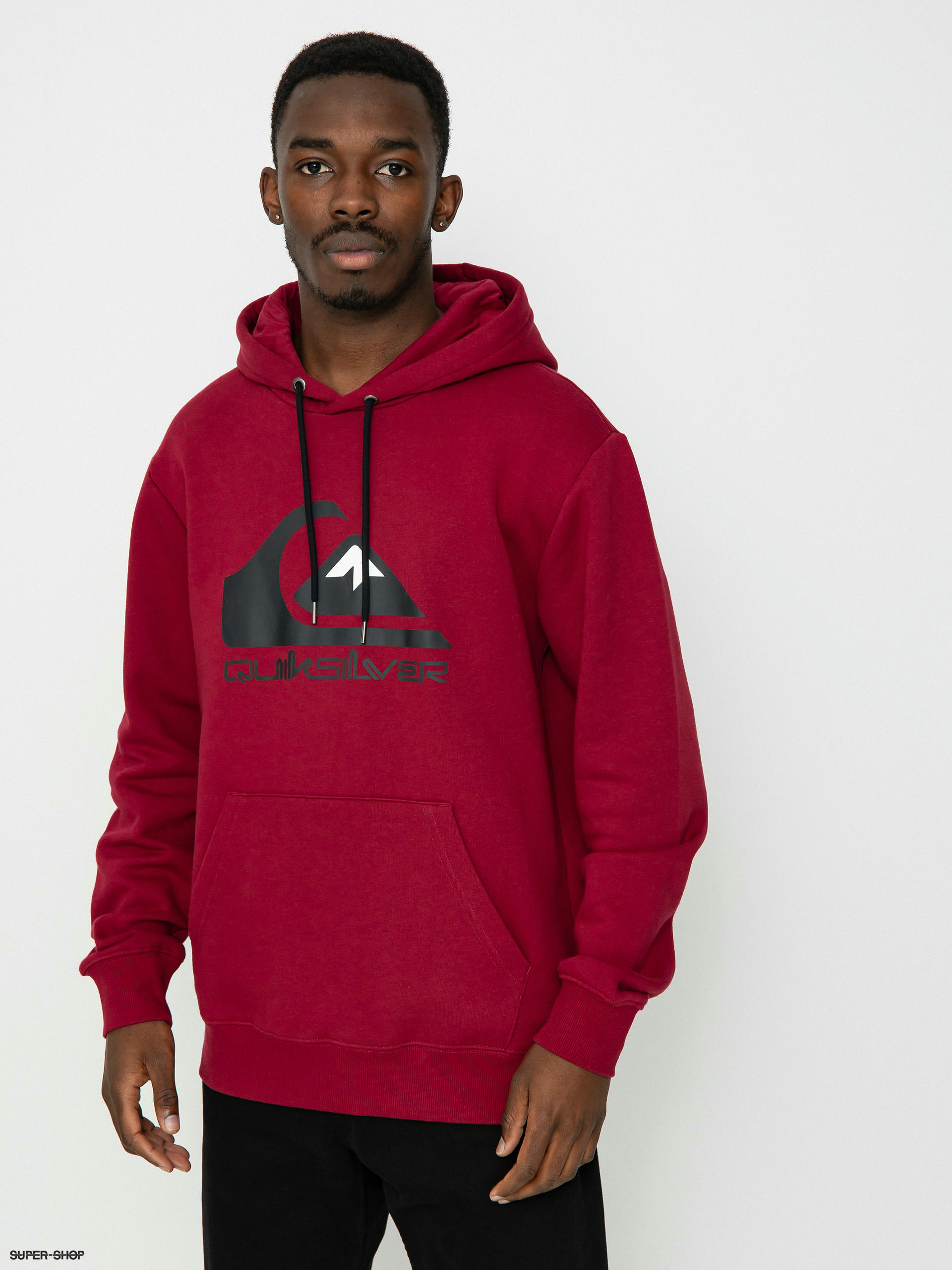 Red champion hoodie big clearance logo