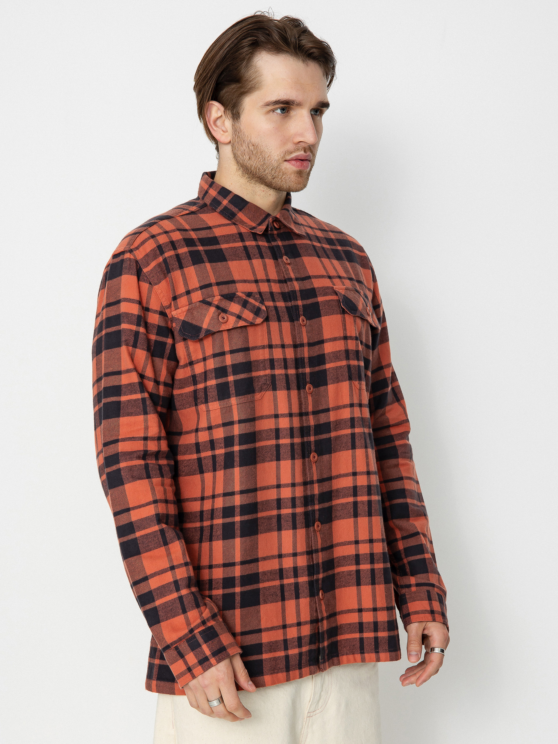 Patagonia Organic Cotton Fjord Flannel Shirt (ice caps/burl red)