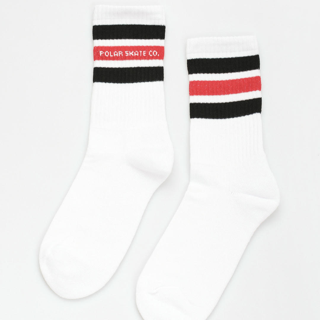 Polar Skate Fat Stripe Socks (white/black/red)