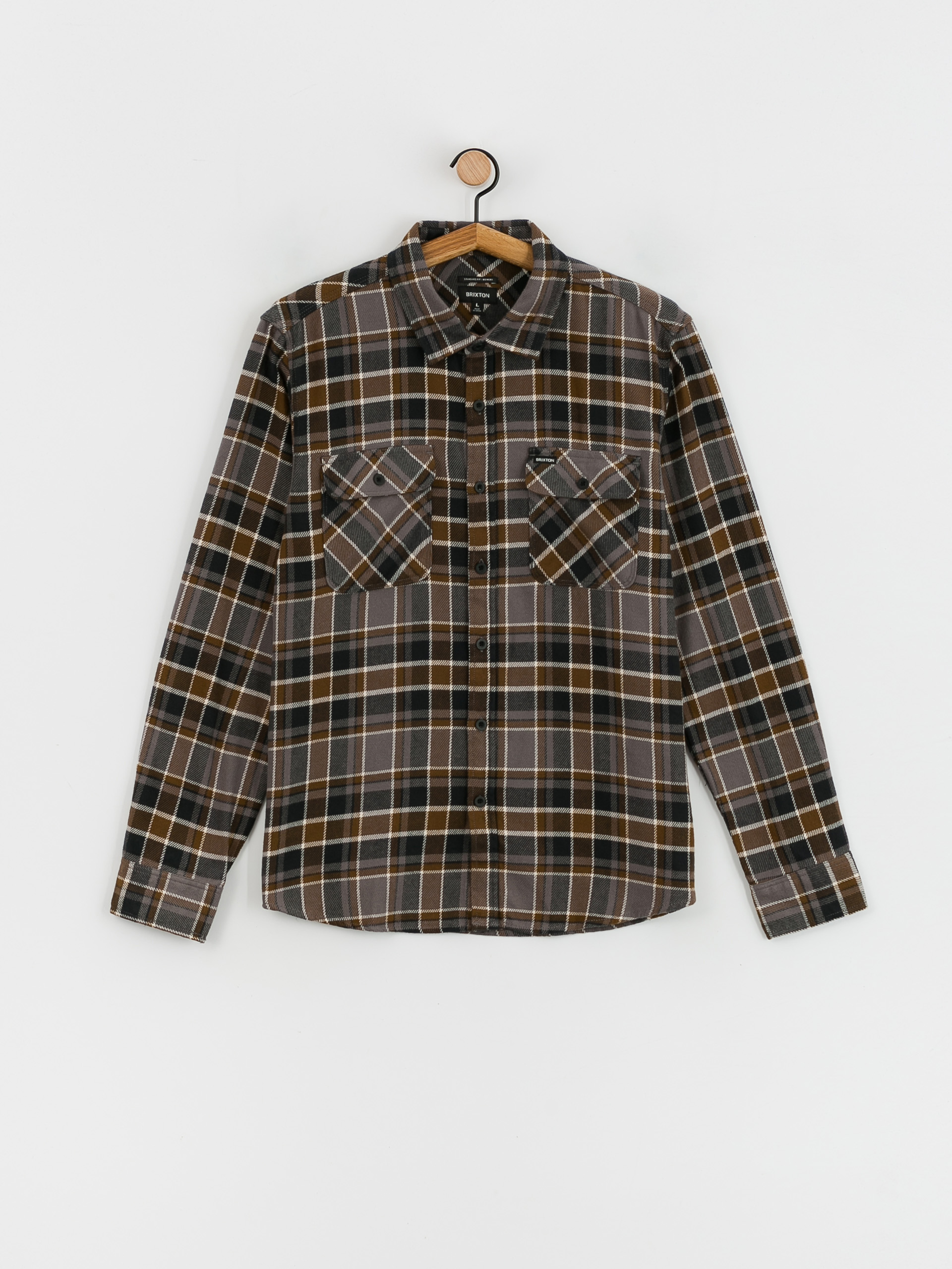 Brixton Bowery Flannel Ls Hemd (black/desert palm/beige)