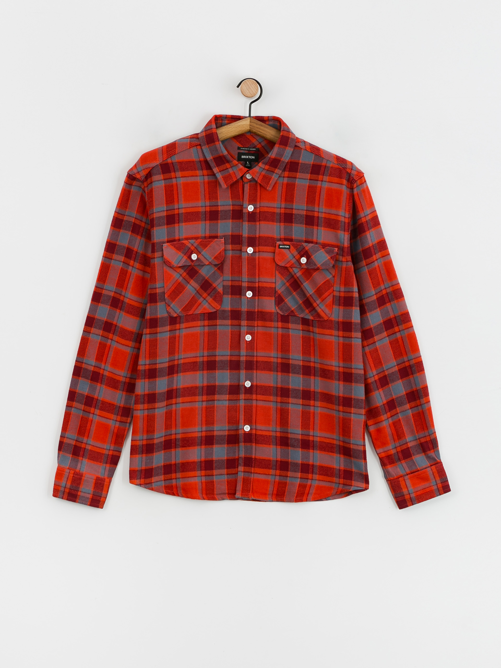 Brixton Bowery Flannel Ls Shirt (barn red/flint blue/dark burgu)