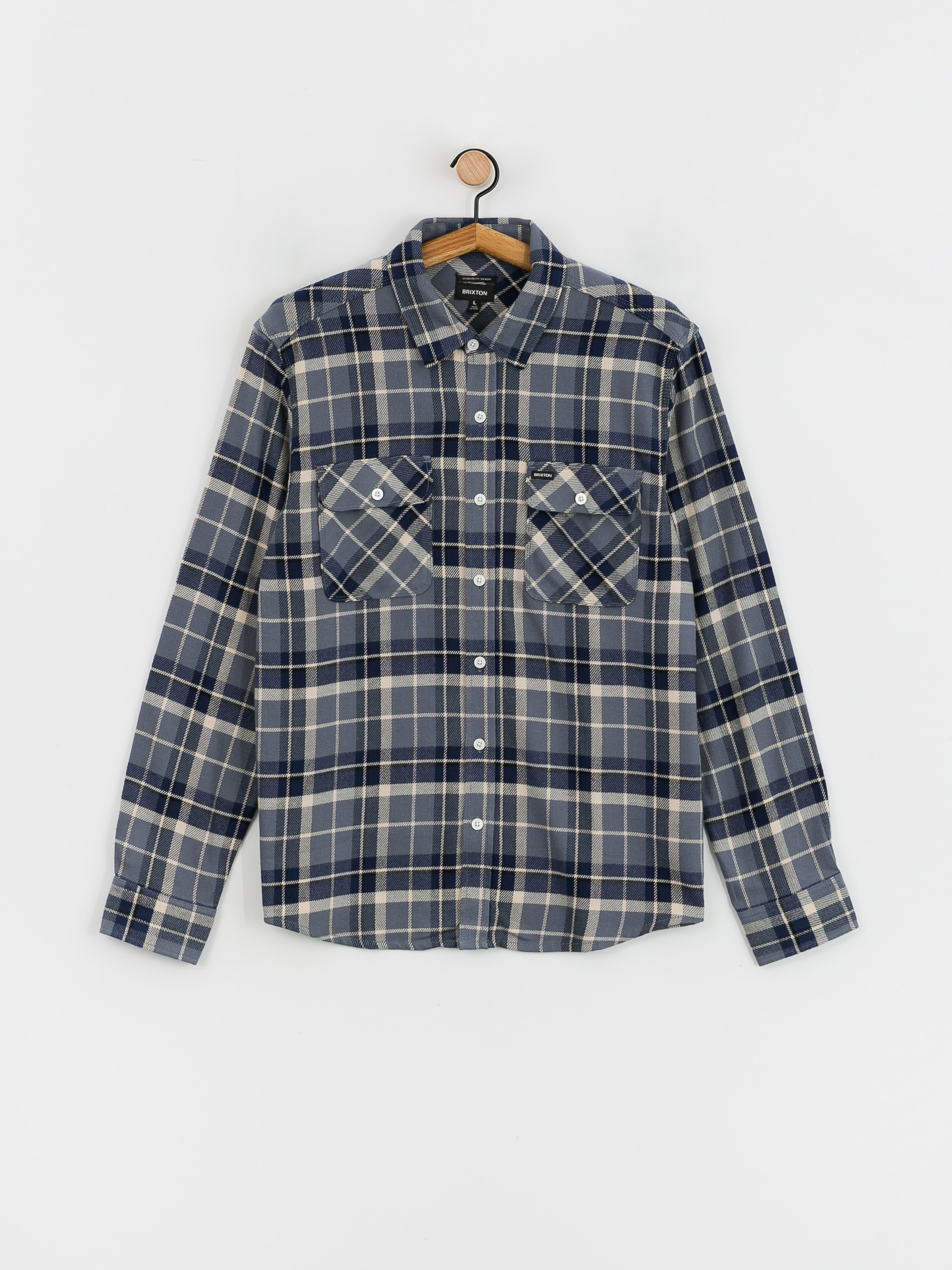 Brixton Bowery Flannel Ls Shirt (flint blue/twilight blue/beige)