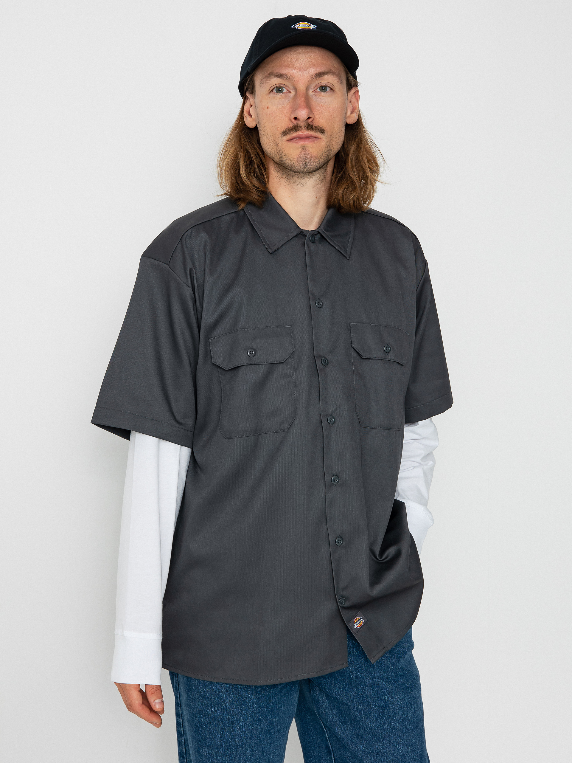 Dickies Camicia Da Lavoro Uomo Manica Lunga Rinfrescante - Colore Carbone, Modello Single DYE - 3