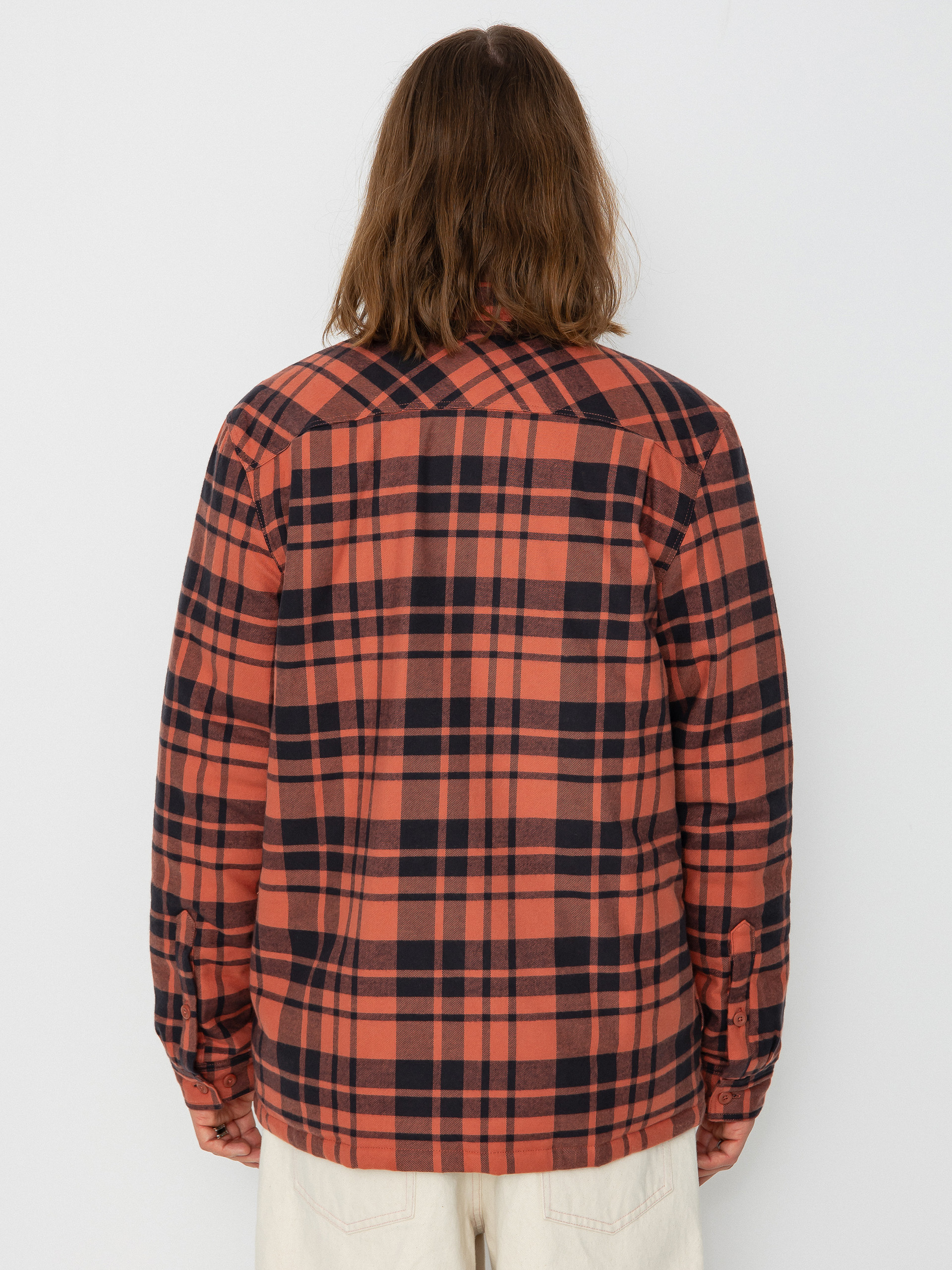 Patagonia Insulated Organic Cotton Fjord Flannel Jacket (ice caps/burl red)