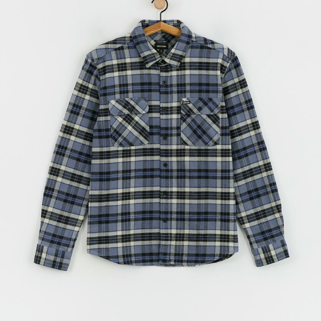 Brixton Bowery Heavy Weight Ls Shirt (flint blue/black/mineral grey)