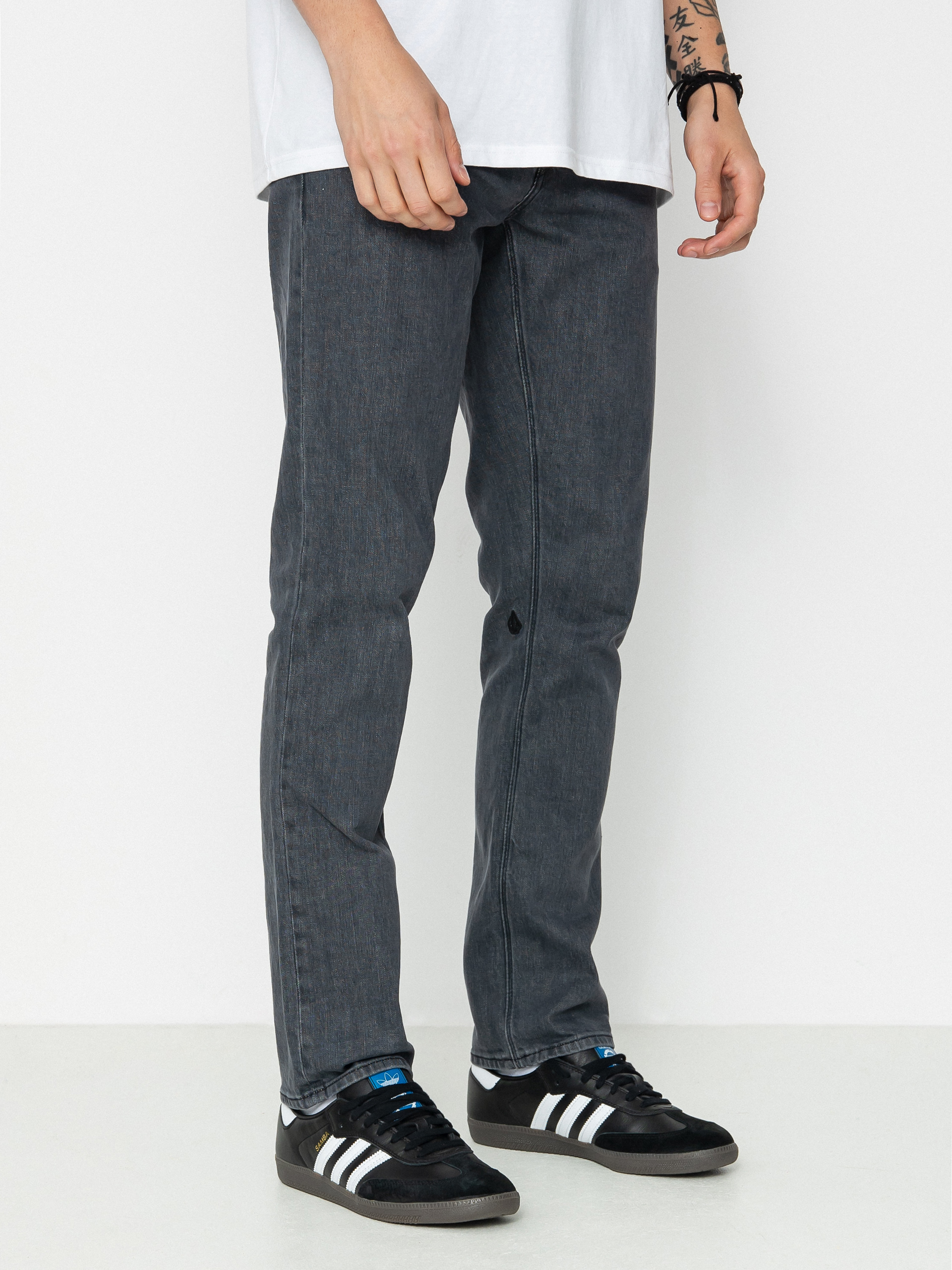 Grey Volcom Slim Straight Jeans Volcom Vorta Denim Pants Grey