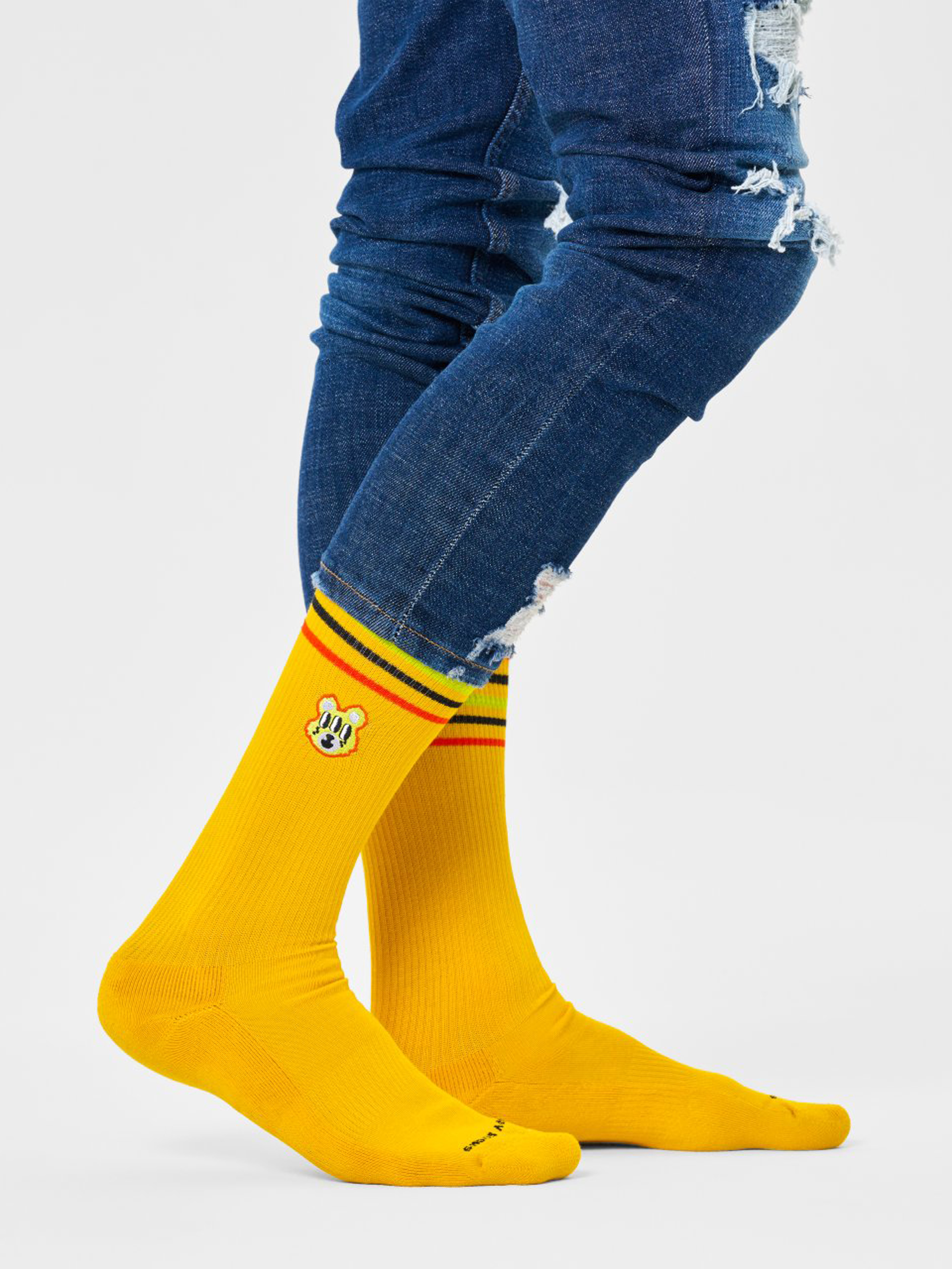 Happy Socks Bear With Me Crew Socks (yellow)