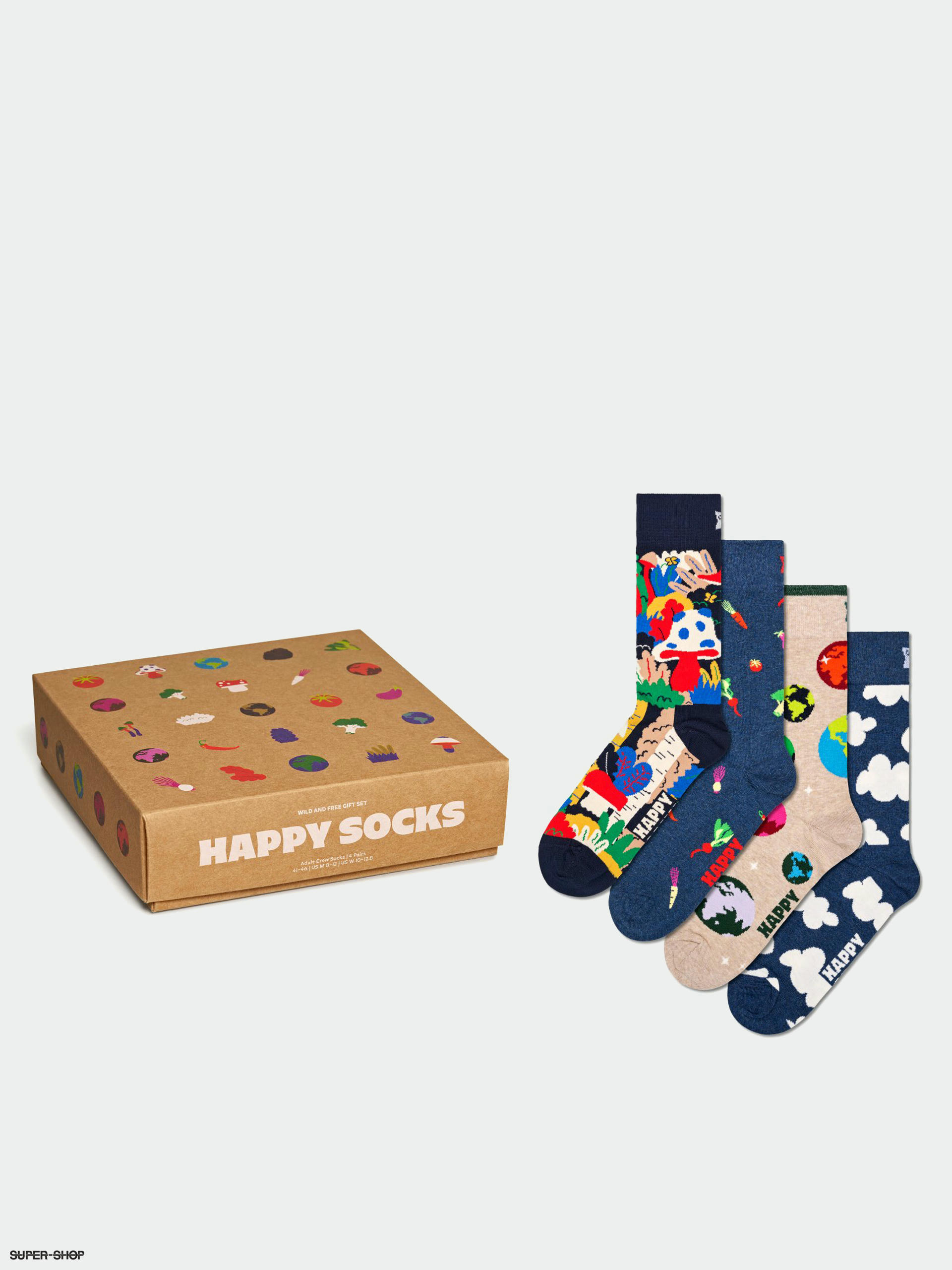 Happy Socks 4 Pack Set Socks Frees Wild And Gift (multi)