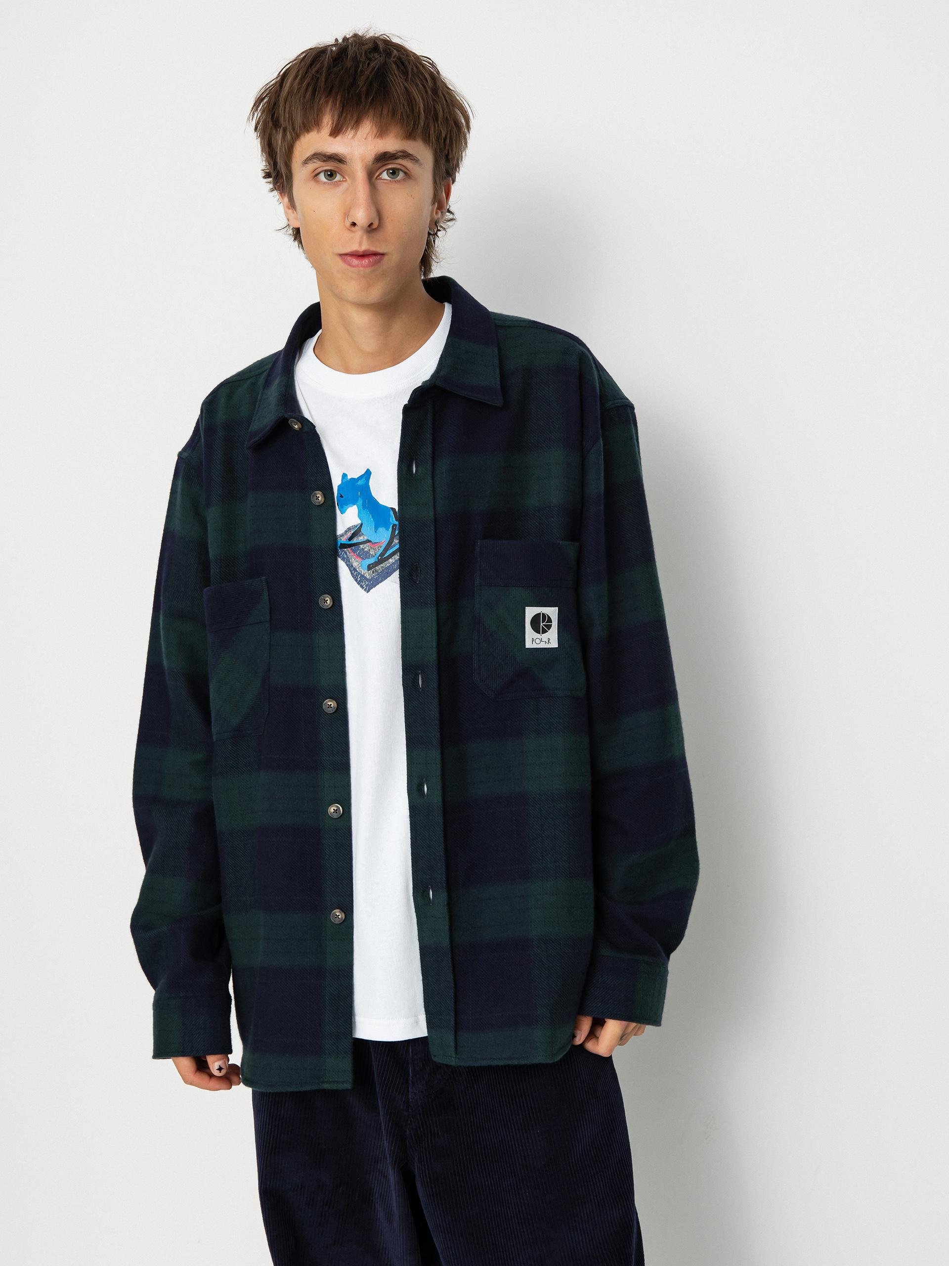Polar Skate Mike Flannel Shirt (navy/teal)