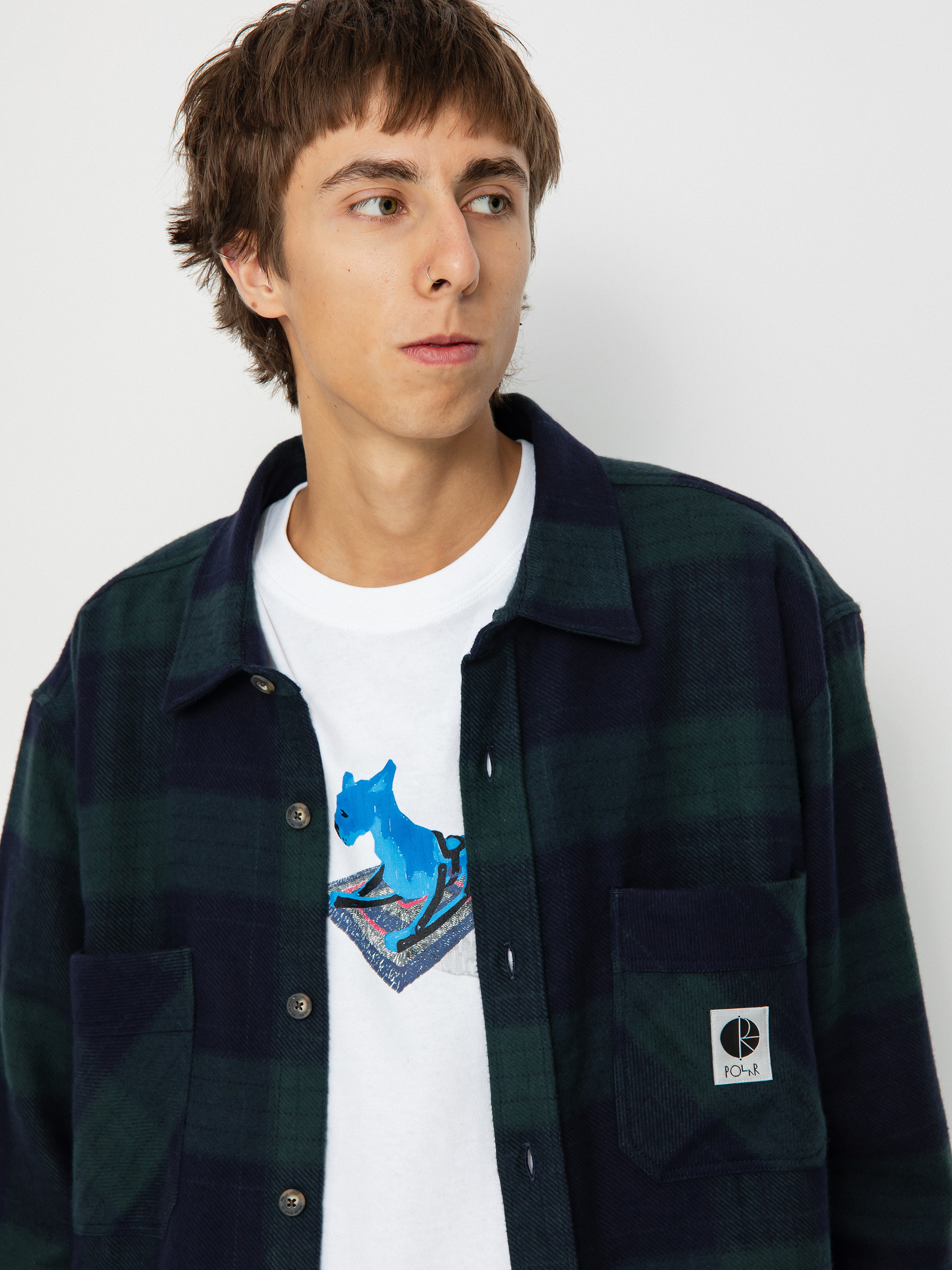 Polar Skate Mike Flannel Shirt (navy/teal)