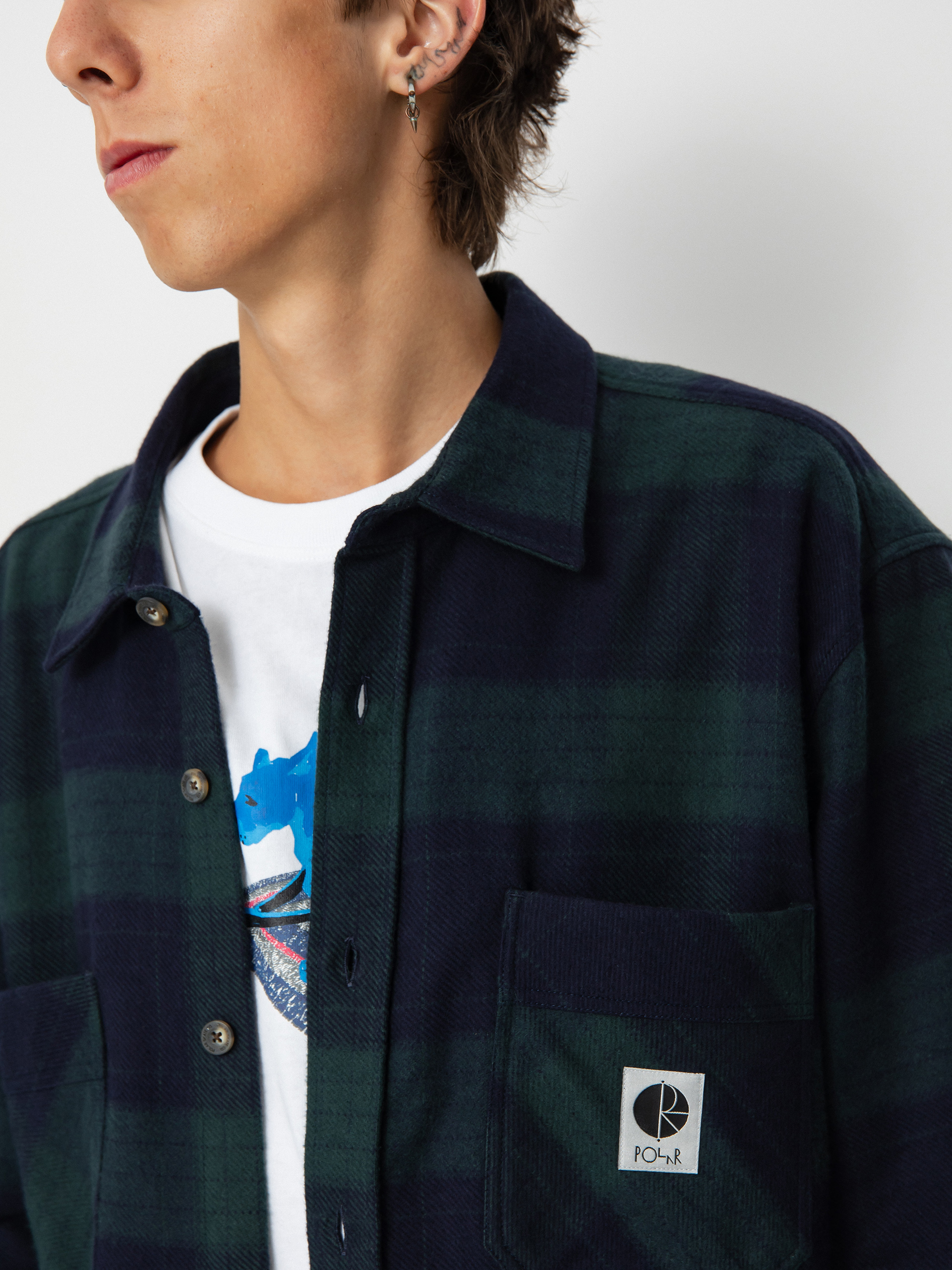 Polar Skate Mike Flannel Shirt (navy/teal)