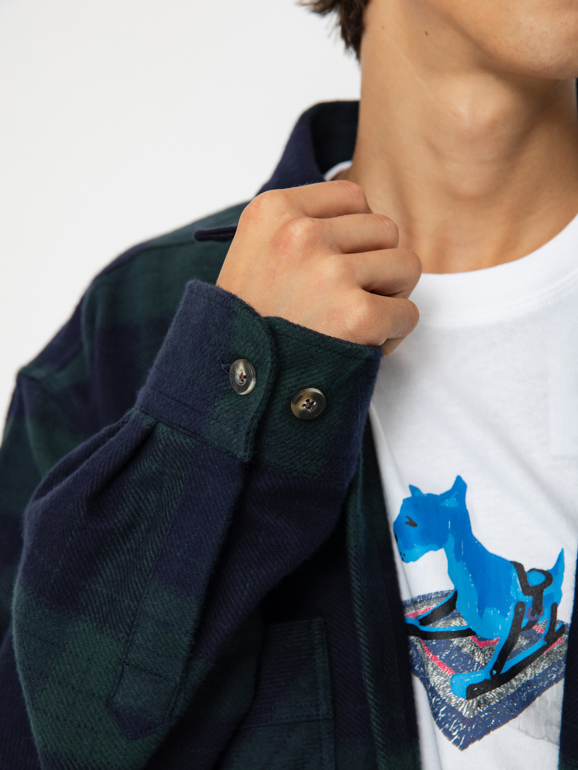 Polar Skate Mike Flannel Shirt (navy/teal)