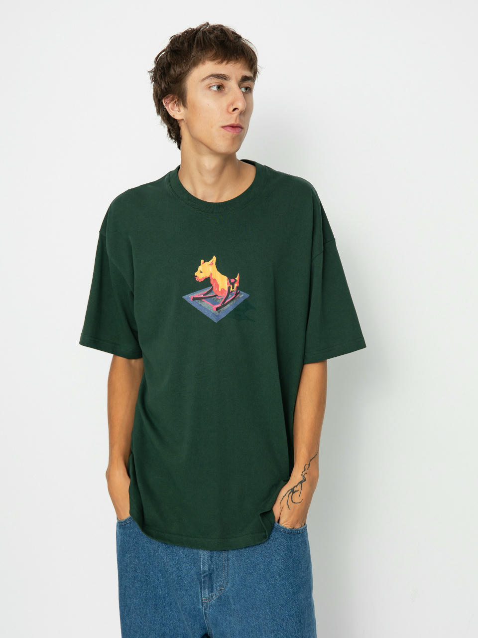 Polar Skate Dog T-shirt (dark green)