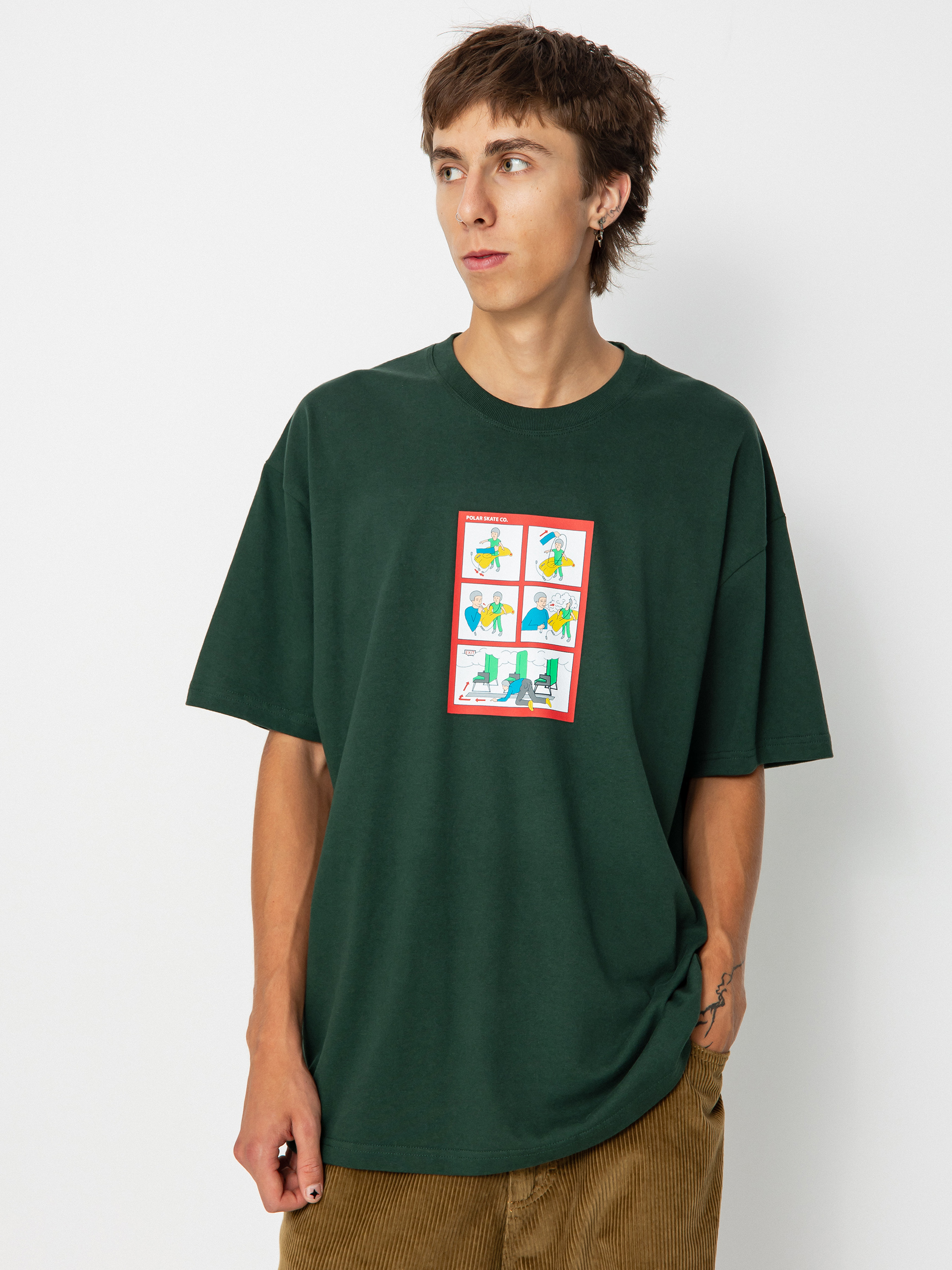 Polar Skate Safety on Board T-shirt (dark green)