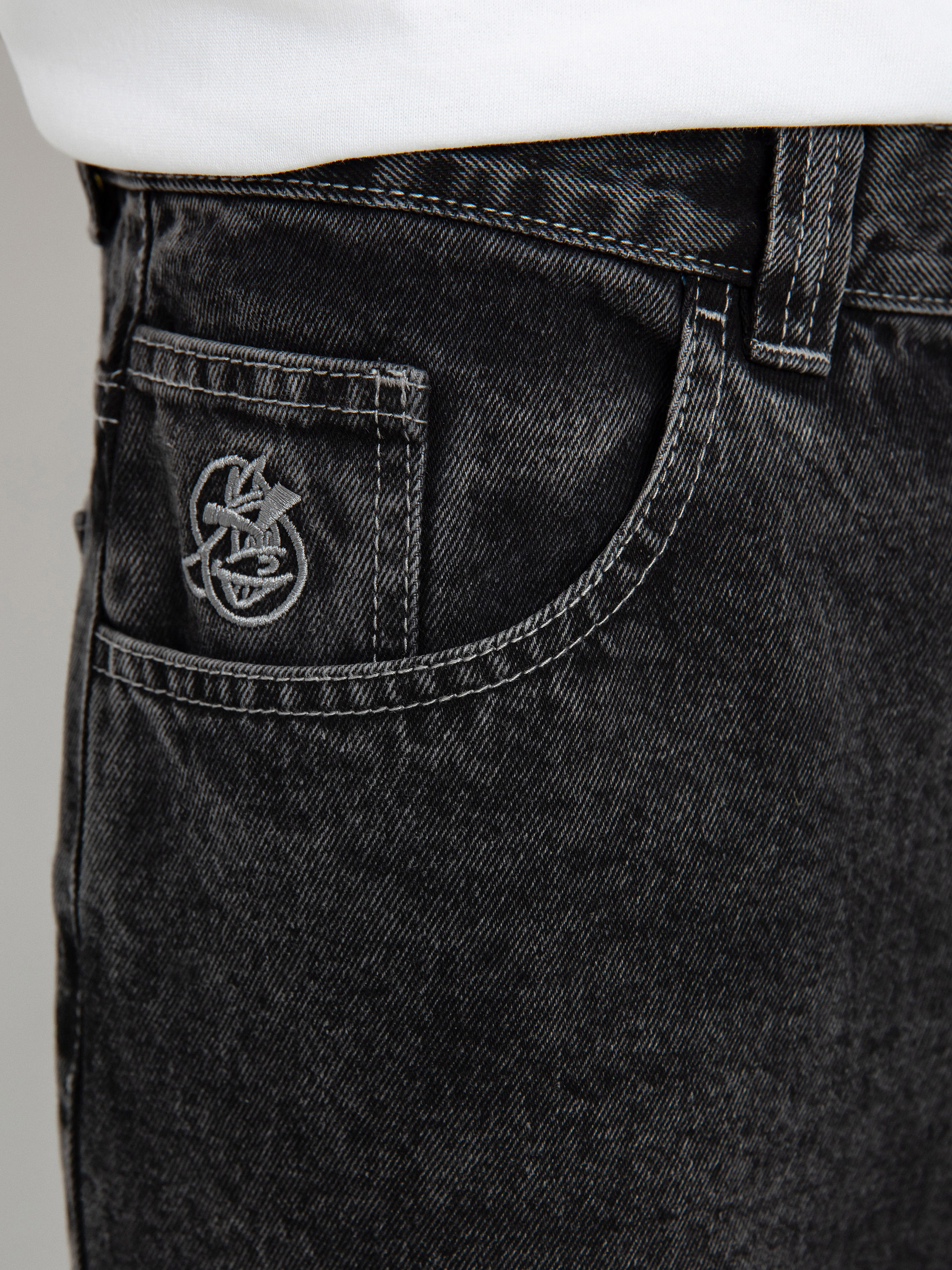 Polar Skate 93! Denim Pants (silver black)