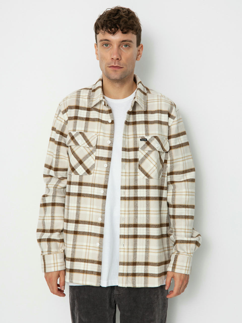 Brixton Bowery Heavy Weight Ls Hemd (beige/off white/desert palm)