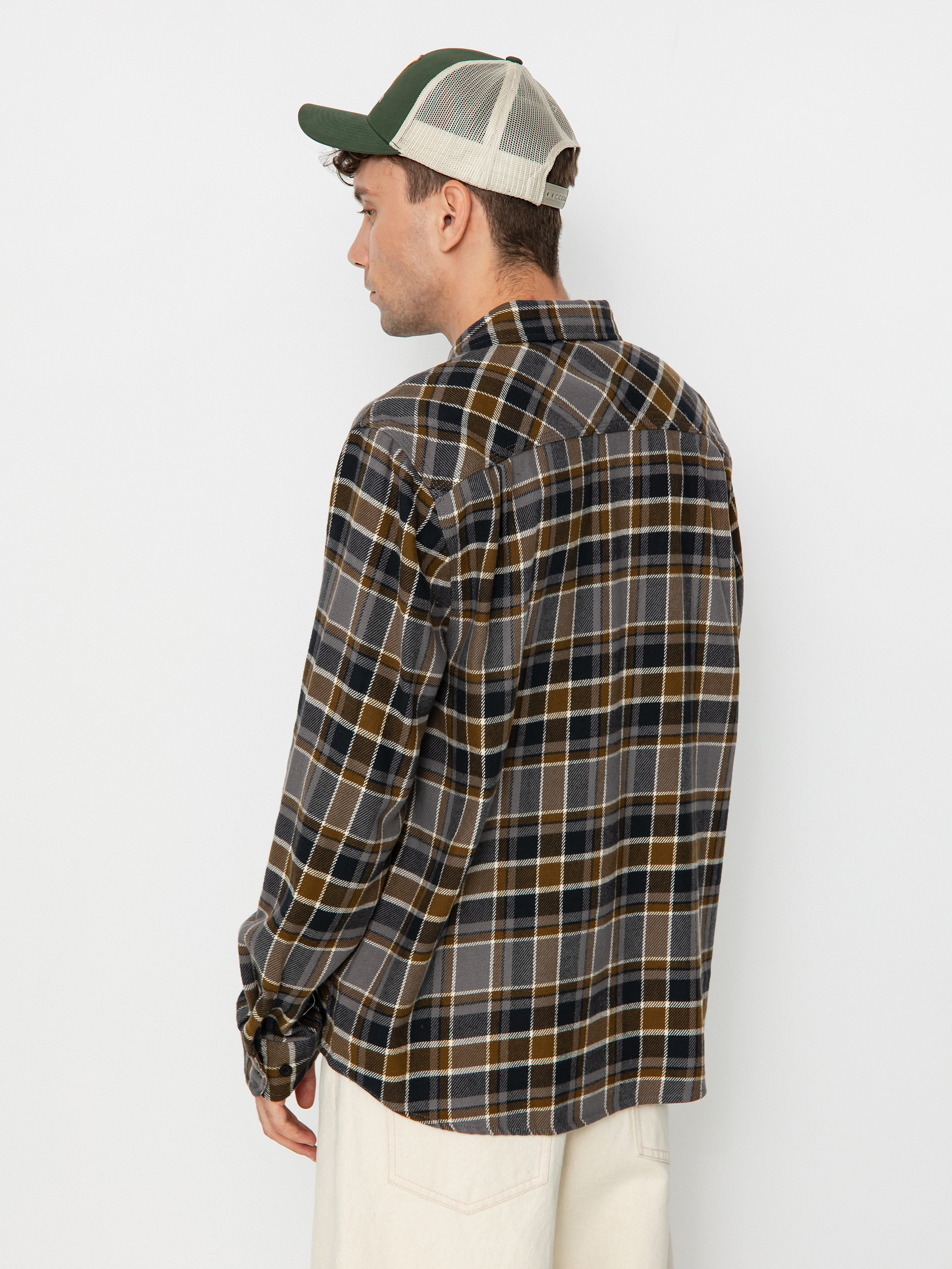Brixton Bowery Flannel Ls Hemd (black/desert palm/beige)