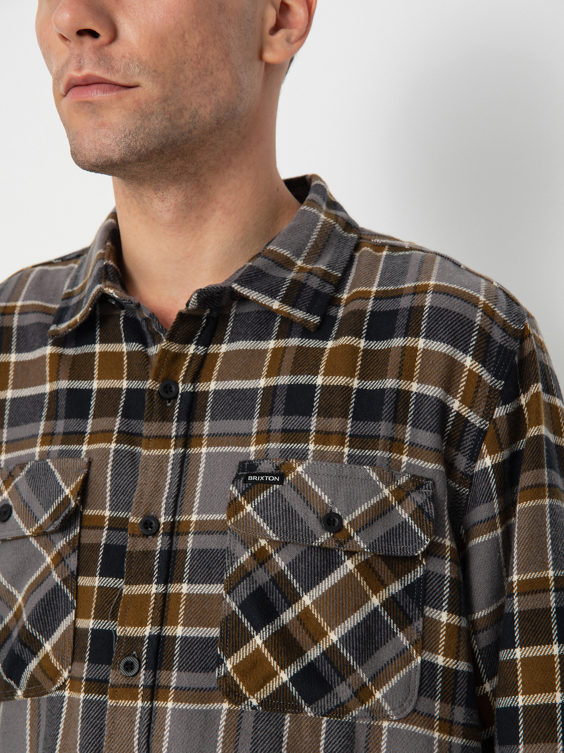 Brixton Bowery Flannel Ls Hemd (black/desert palm/beige)