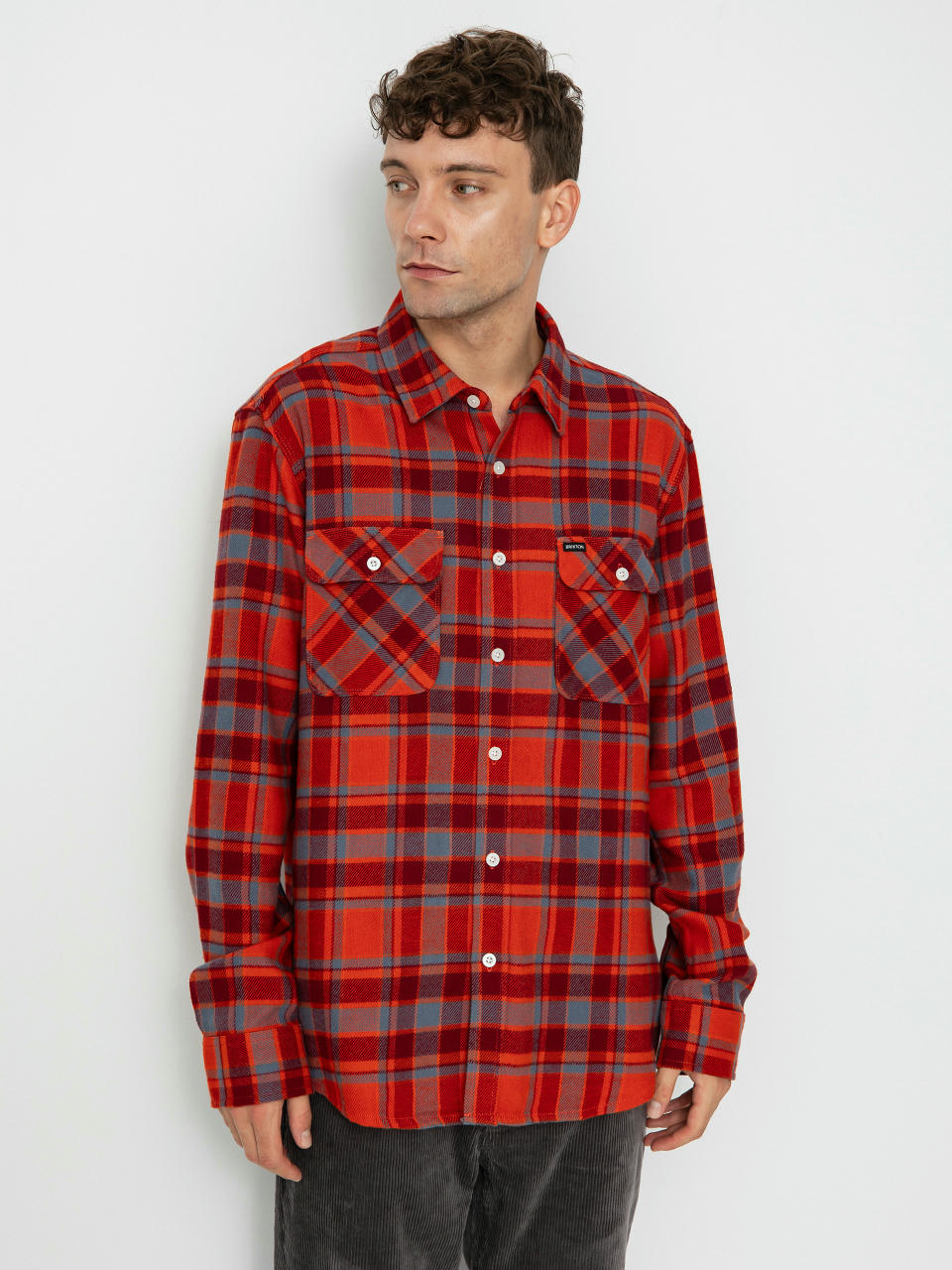 Brixton Bowery Flannel Ls Hemd (barn red/flint blue/dark burgu)