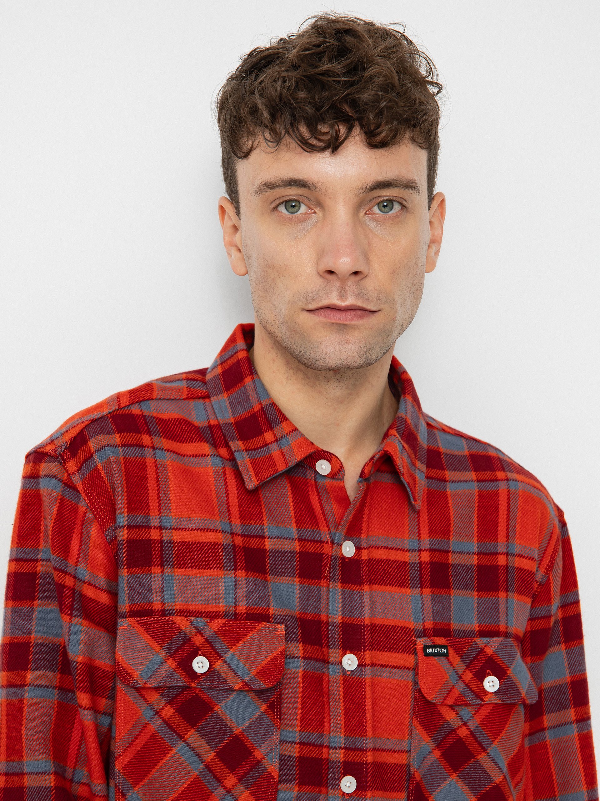 Brixton Bowery Flannel Ls Shirt (barn red/flint blue/dark burgu)