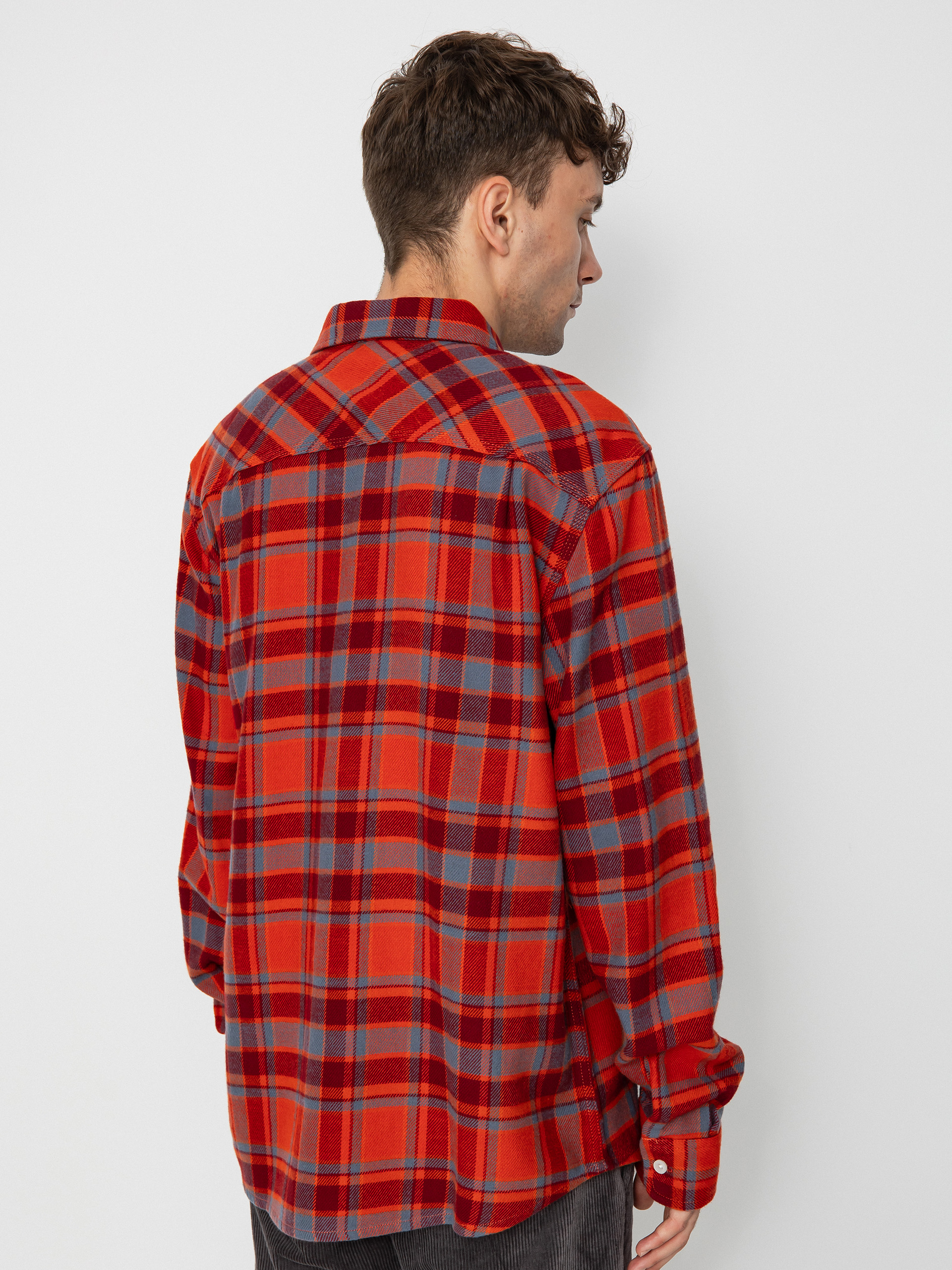 Brixton Bowery Flannel Ls Shirt (barn red/flint blue/dark burgu)