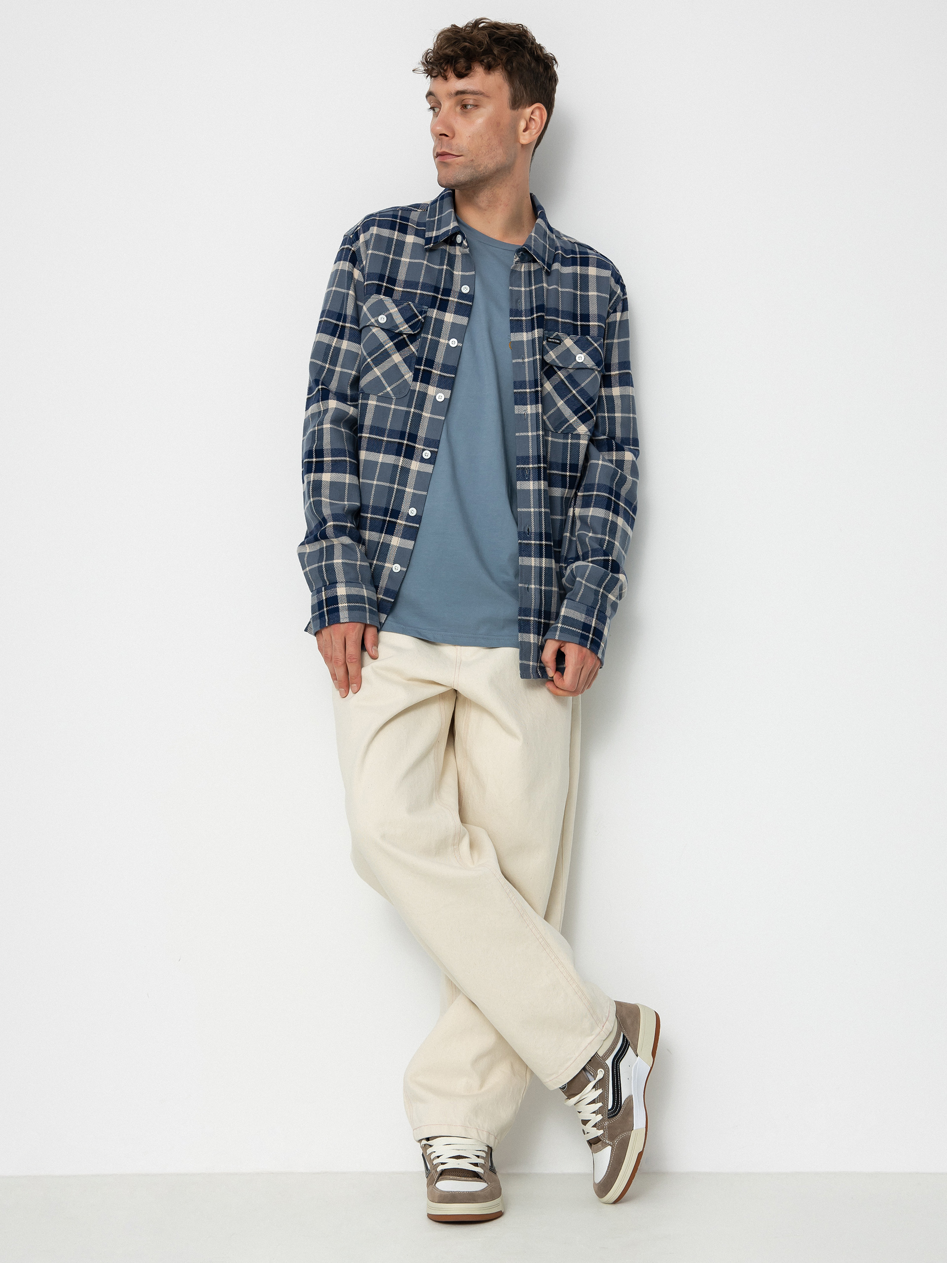 Brixton Bowery Flannel Ls Shirt (flint blue/twilight blue/beige)