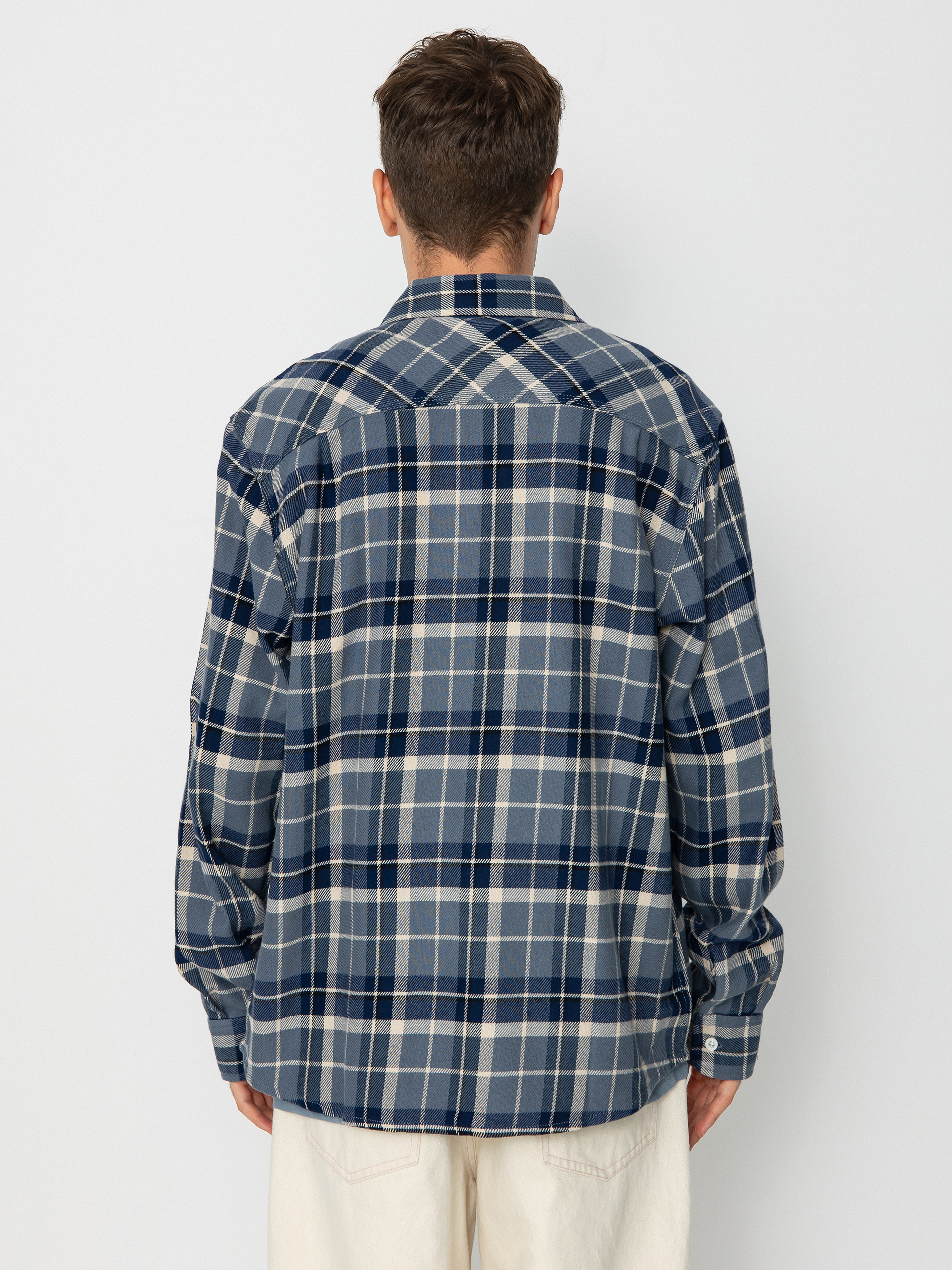 Brixton Bowery Flannel Ls Shirt (flint blue/twilight blue/beige)