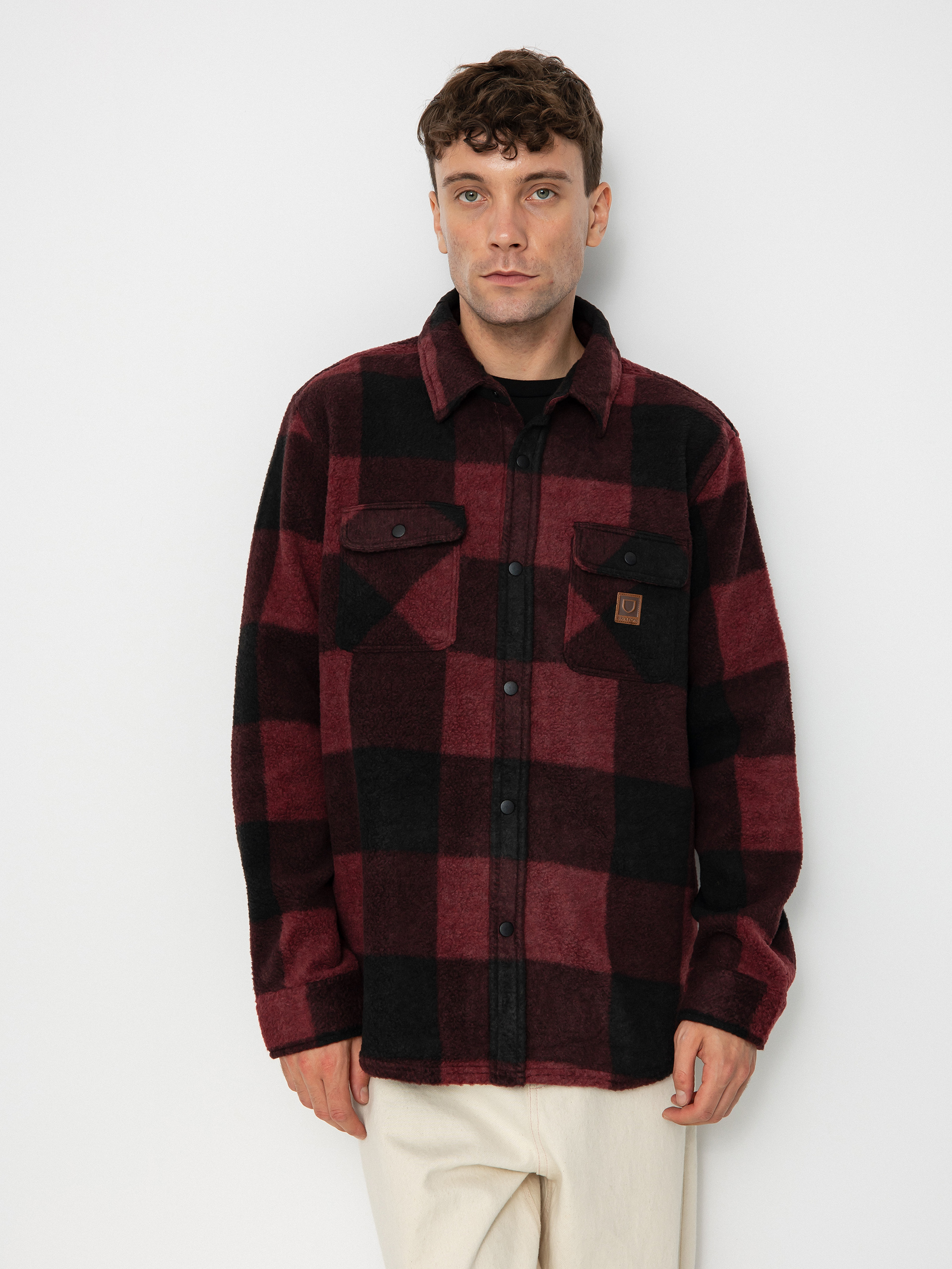 Brixton Bowery Arctic Stretch Ls Shirt (dark burgundy/black)