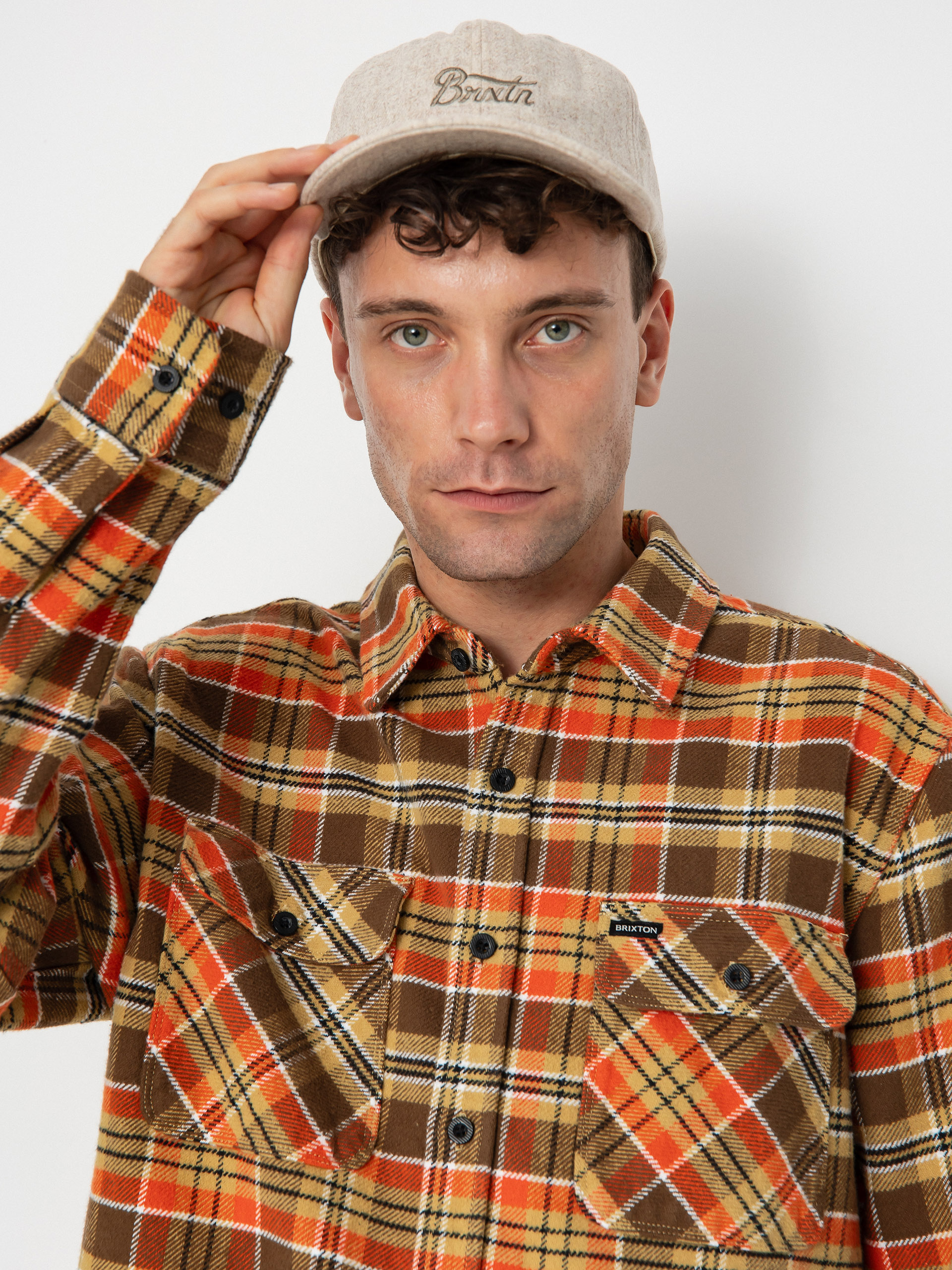 Brixton Bowery Heavy Weight Ls Shirt (desert palm/antelope/burnt red)