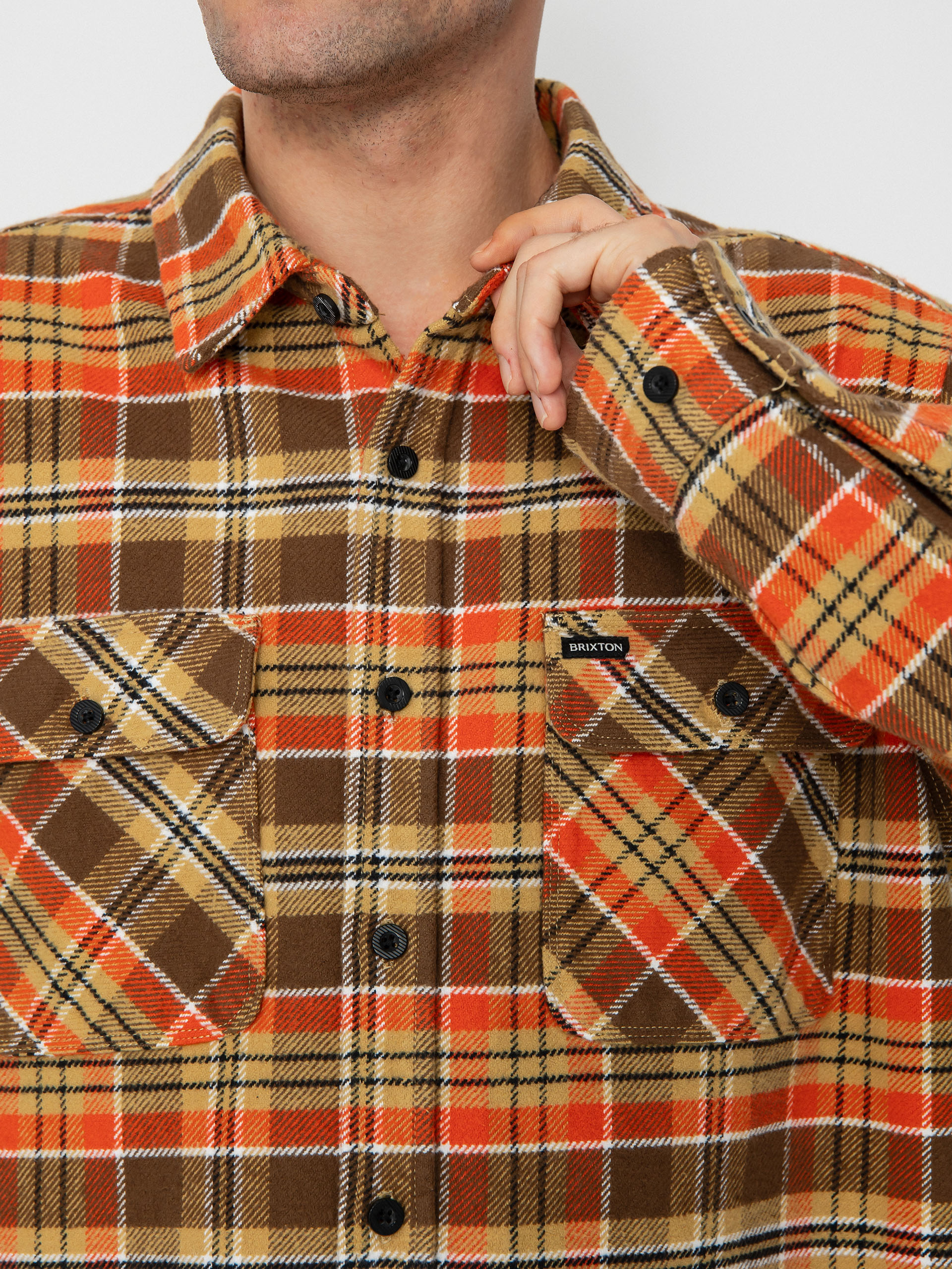 Brixton Bowery Heavy Weight Ls Shirt (desert palm/antelope/burnt red)