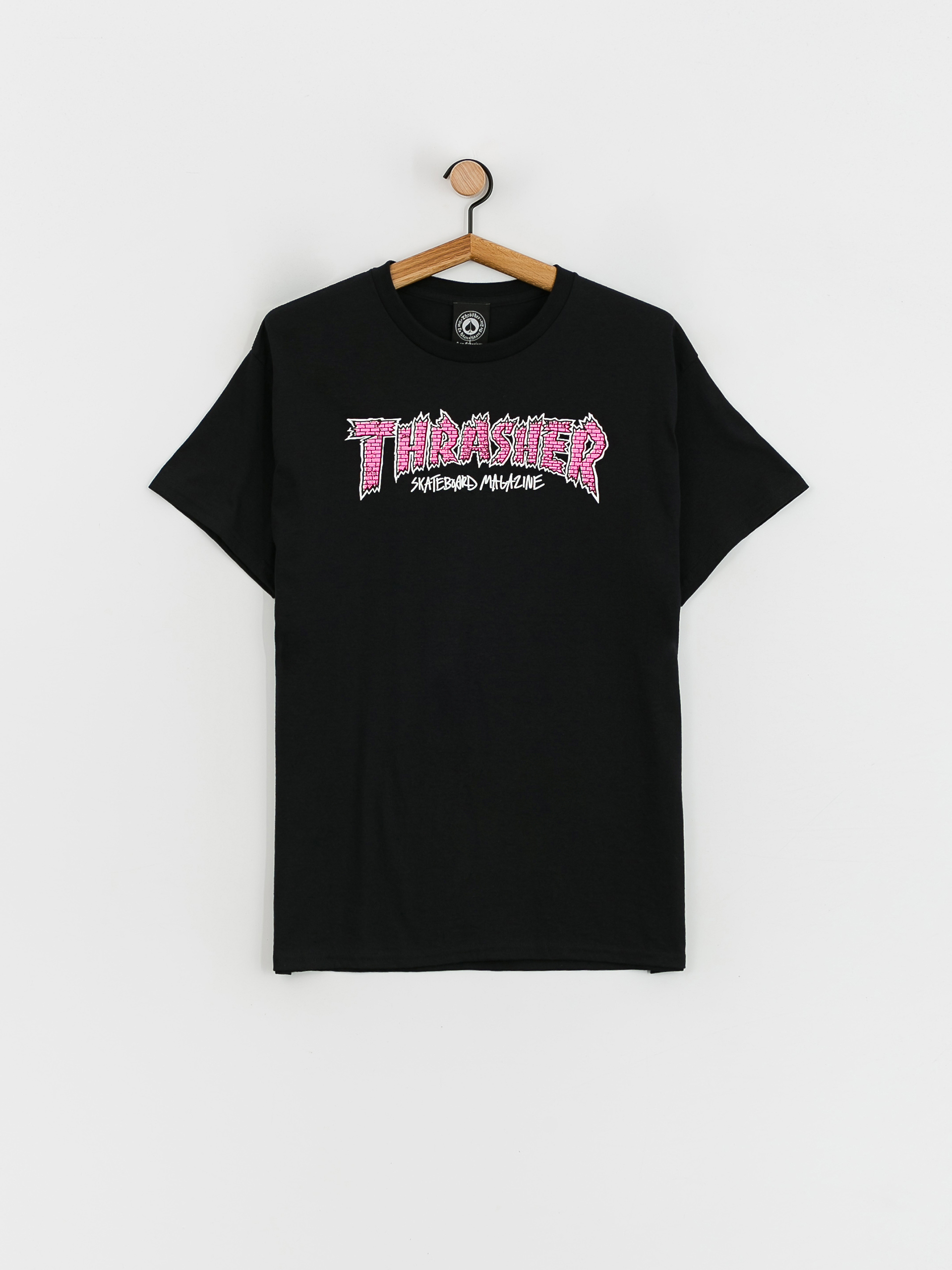 Black and shop pink thrasher shirt