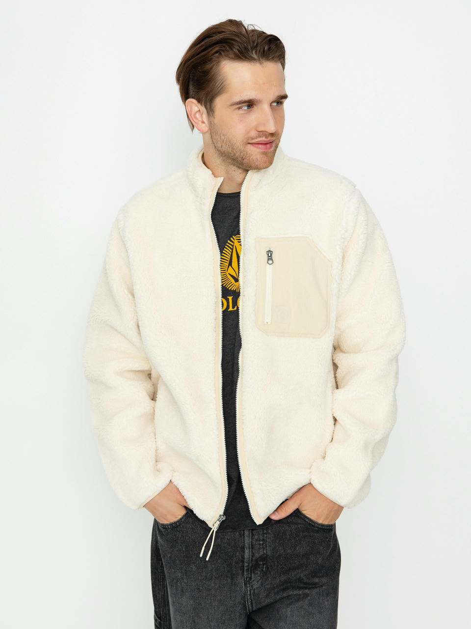 Volcom Muzzer Fuzzar Zip Hoodie (dirty white)