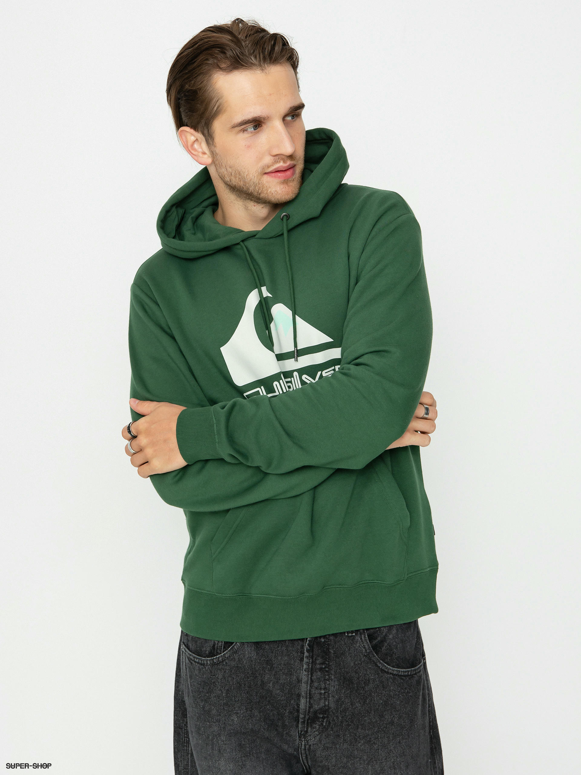 Quiksilver Big Logo HD Hoodie green greener pastures