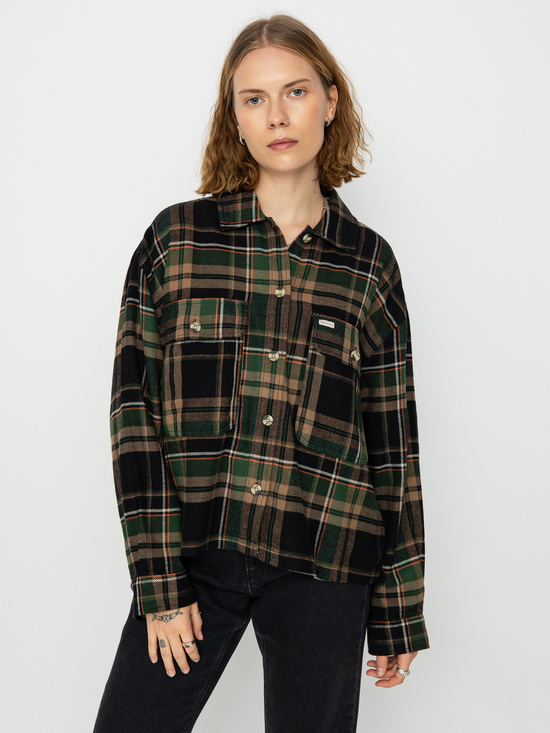 Brixton Bowery Flannel Ls Hemd Wmn (black/pine needle)