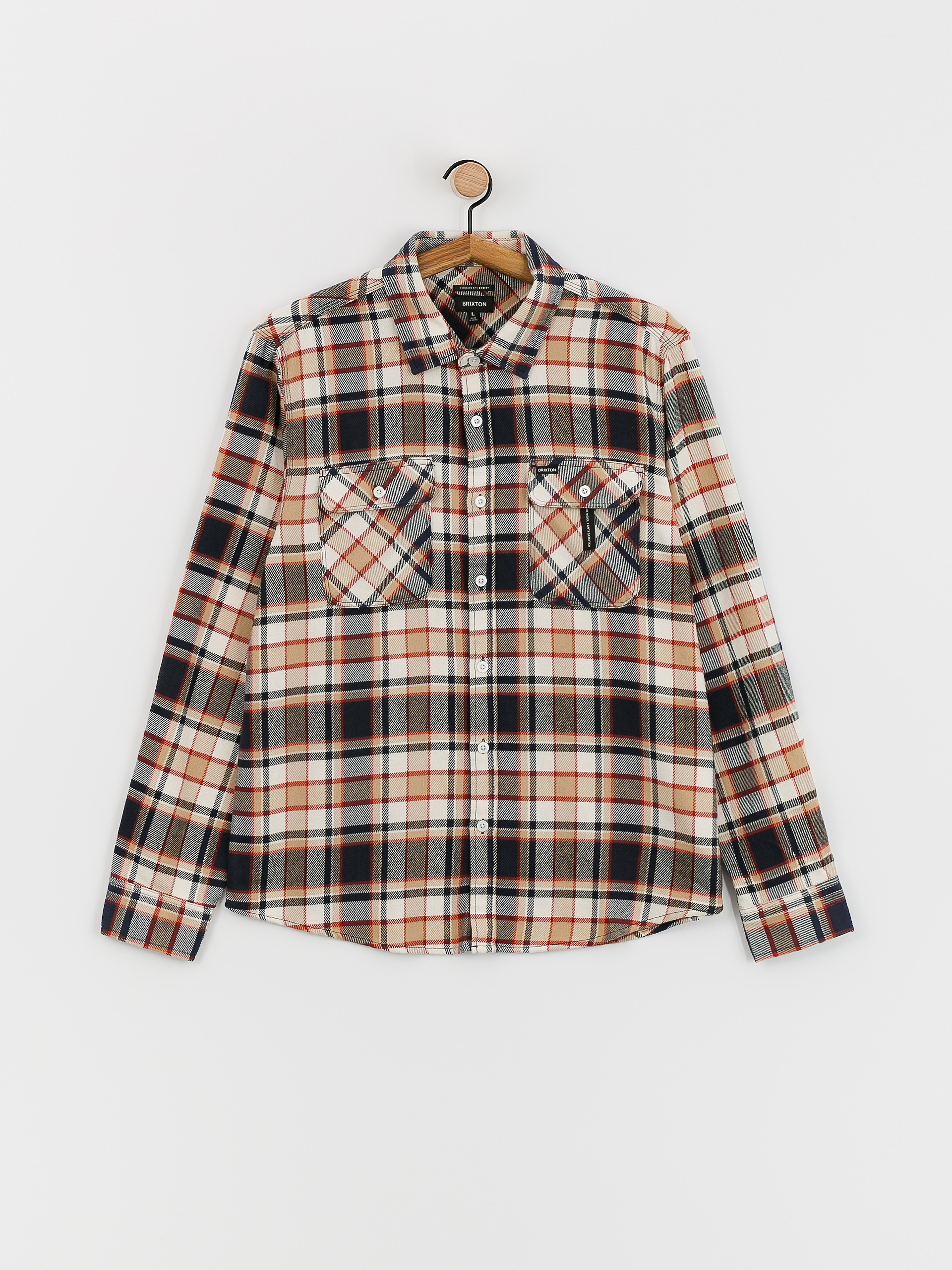 Brixton Bowery Flannel Ls Shirt (washed navy/barn red/off white)