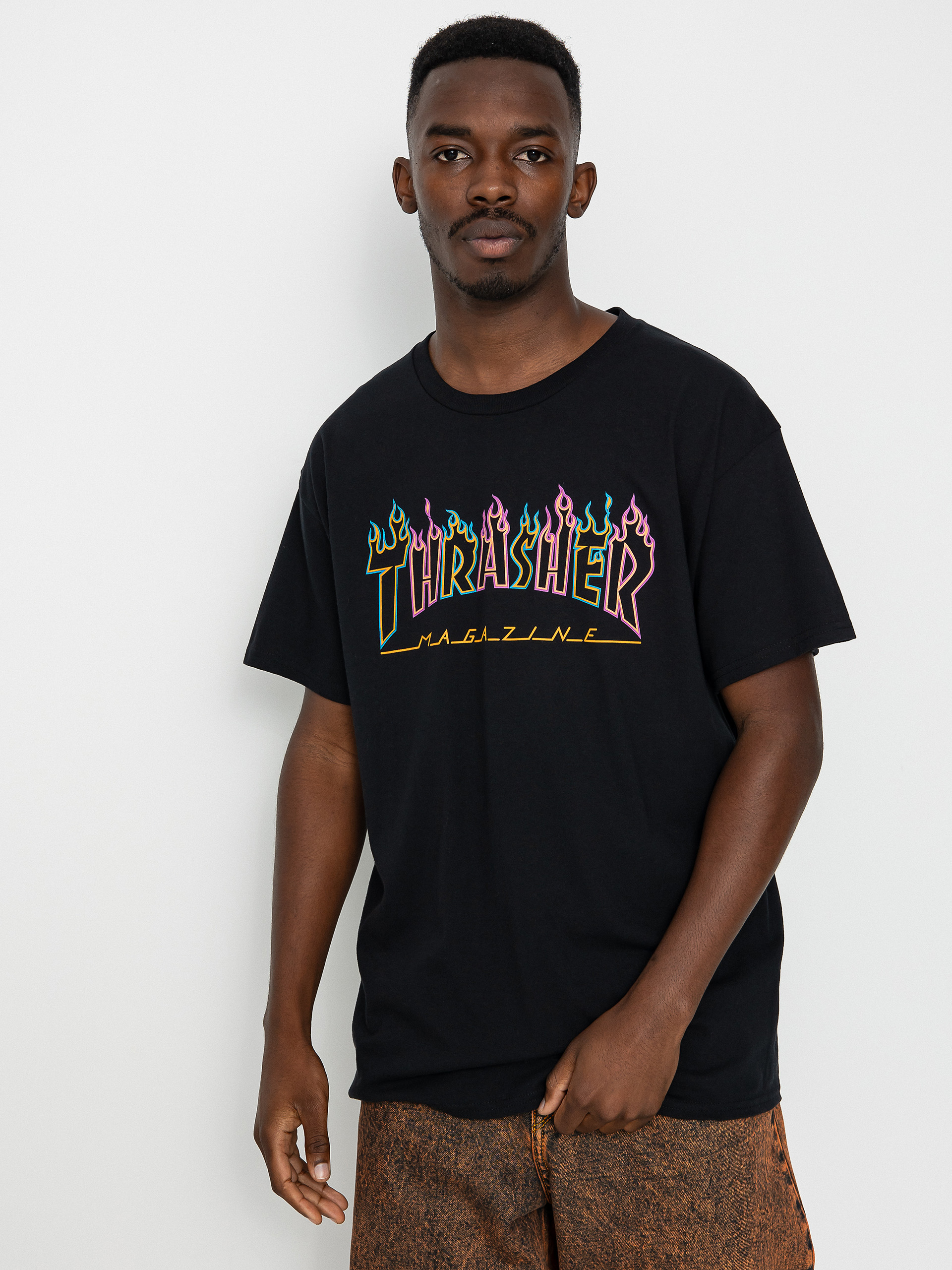 Thrasher Double Flame Neon T-shirt (black)