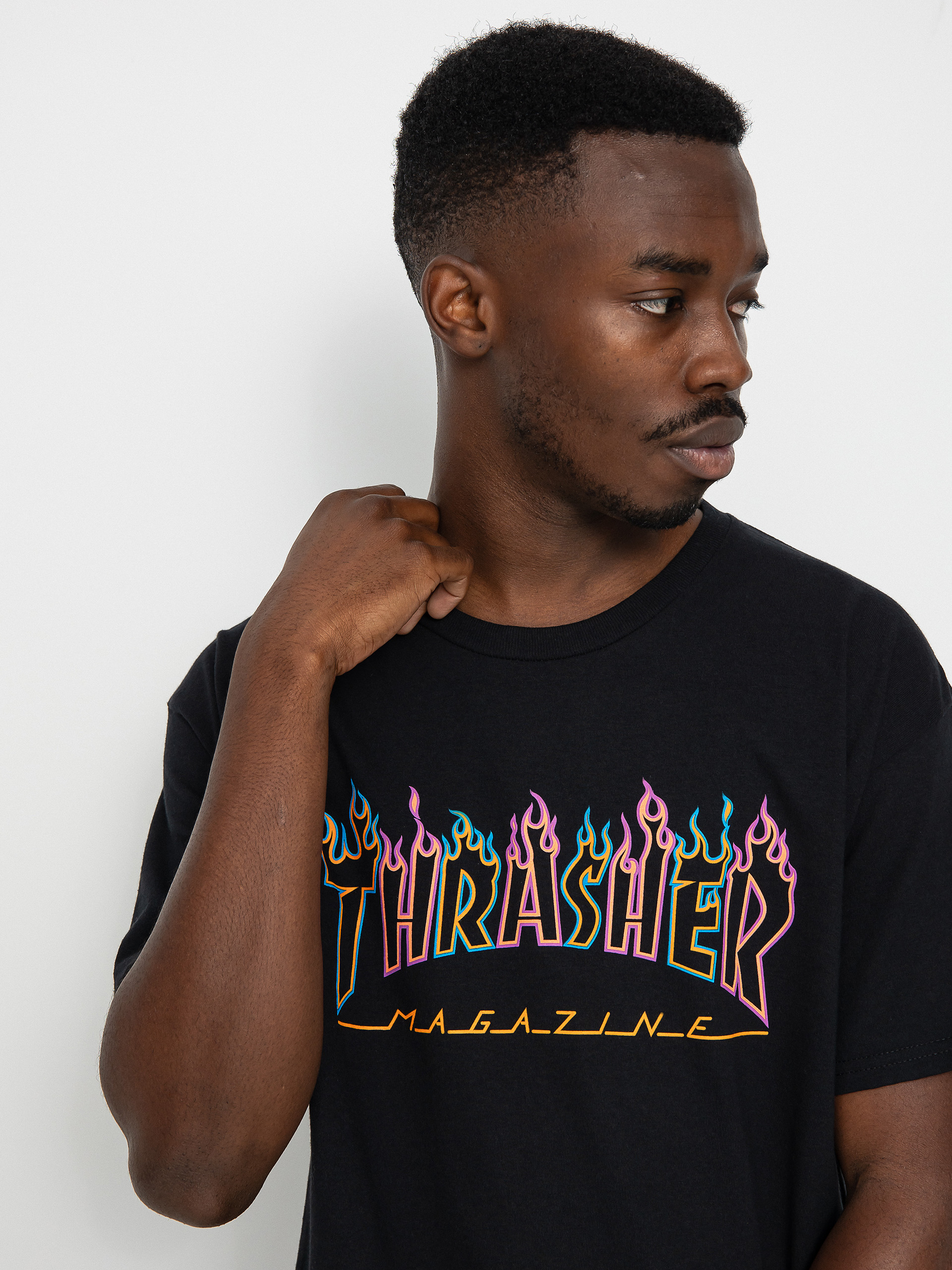 Thrasher Double Flame Neon T-shirt (black)
