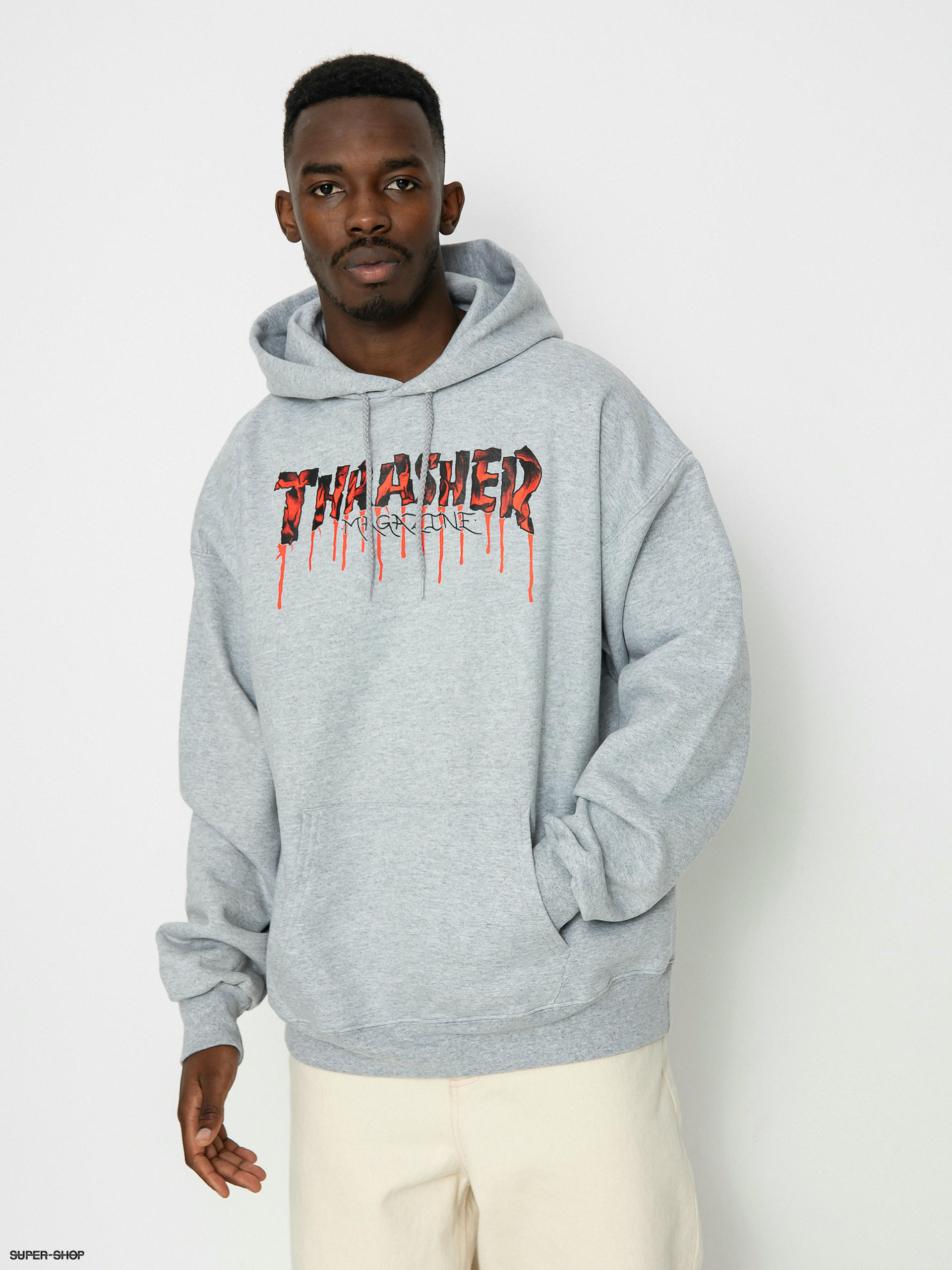 Mens grey cheap thrasher hoodie