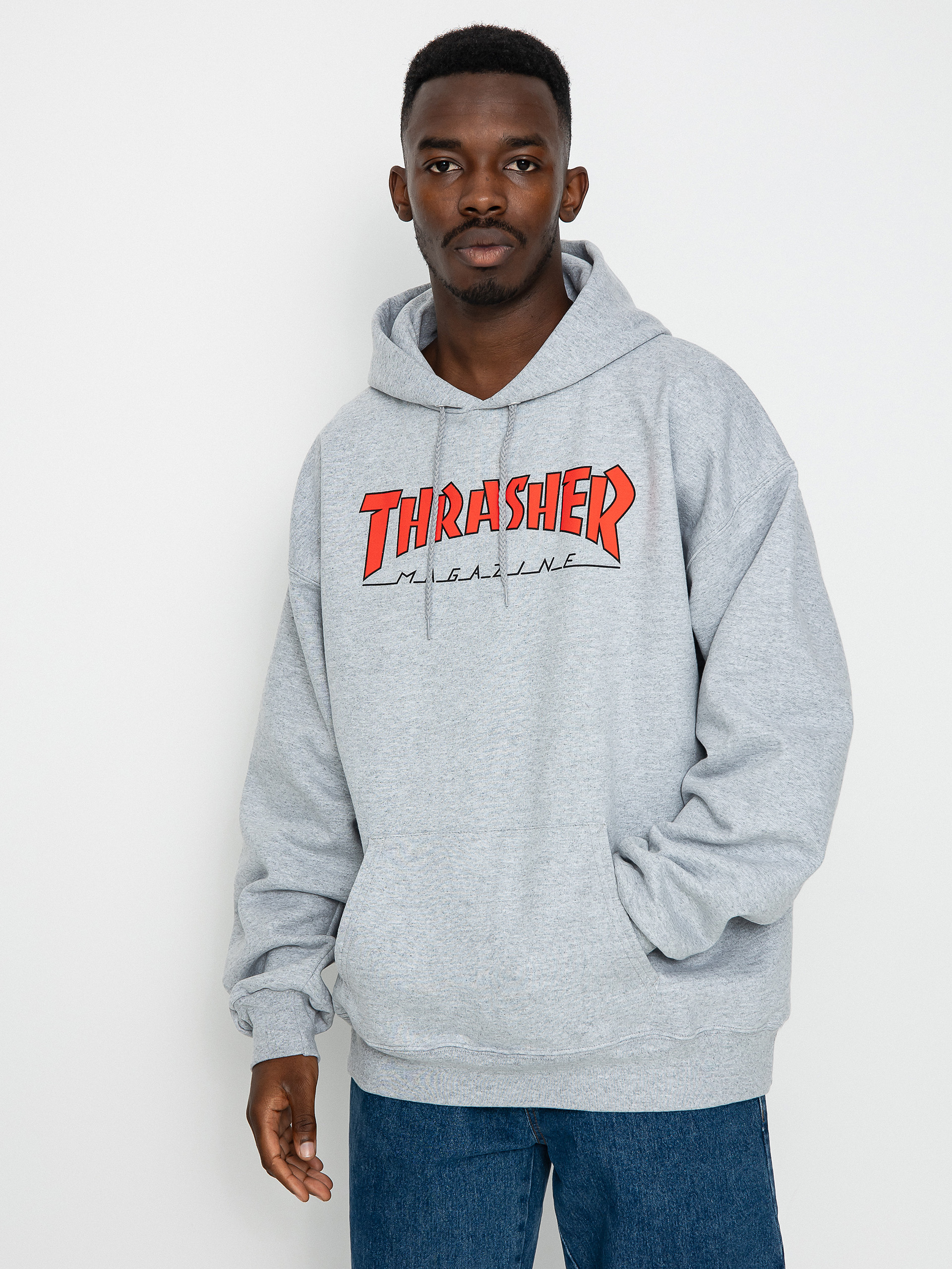 Thrasher Outlined HD Hoodie (lt.steel/red)