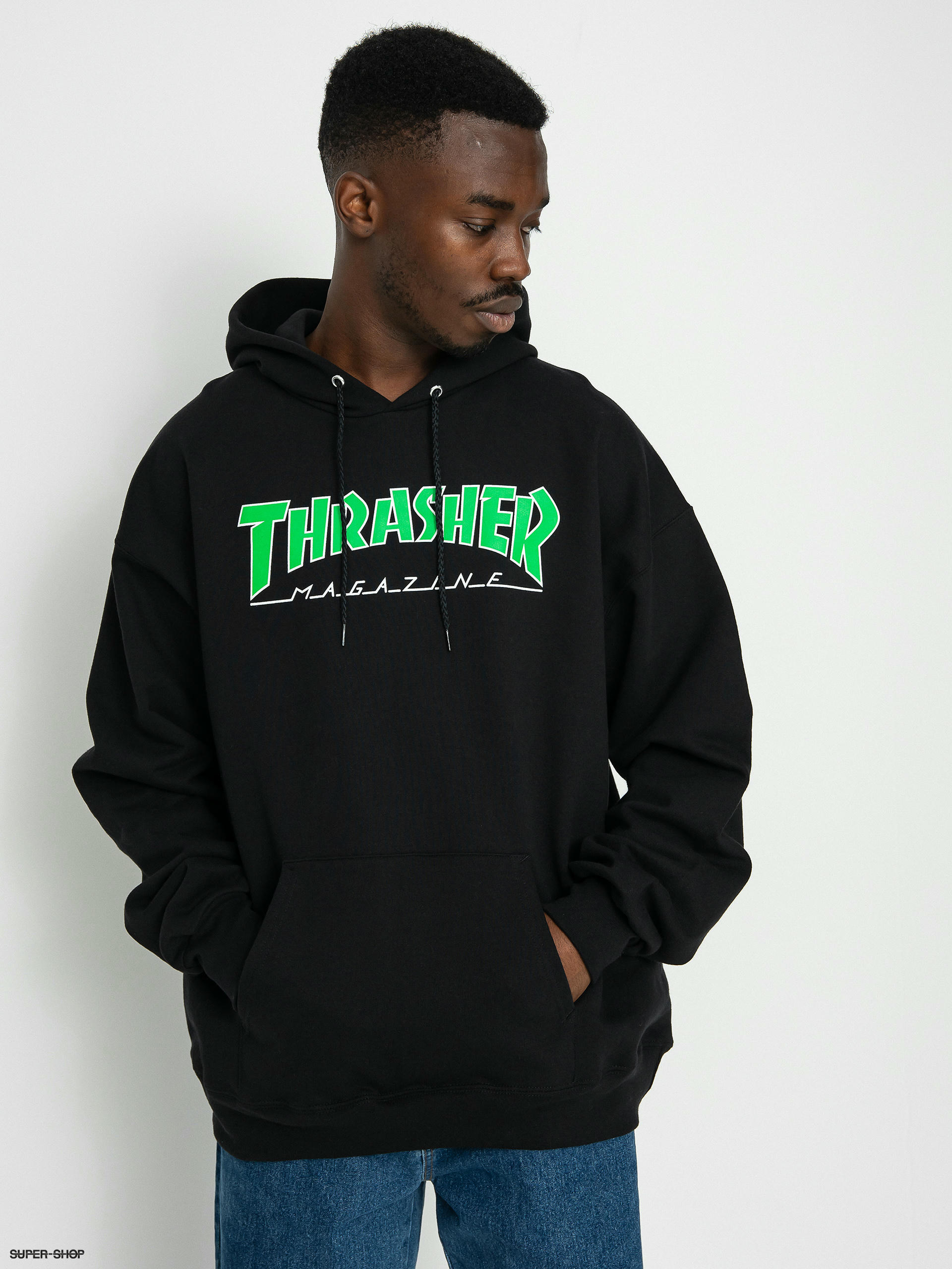 Thrasher Outlined HD Hoodie (black/green)