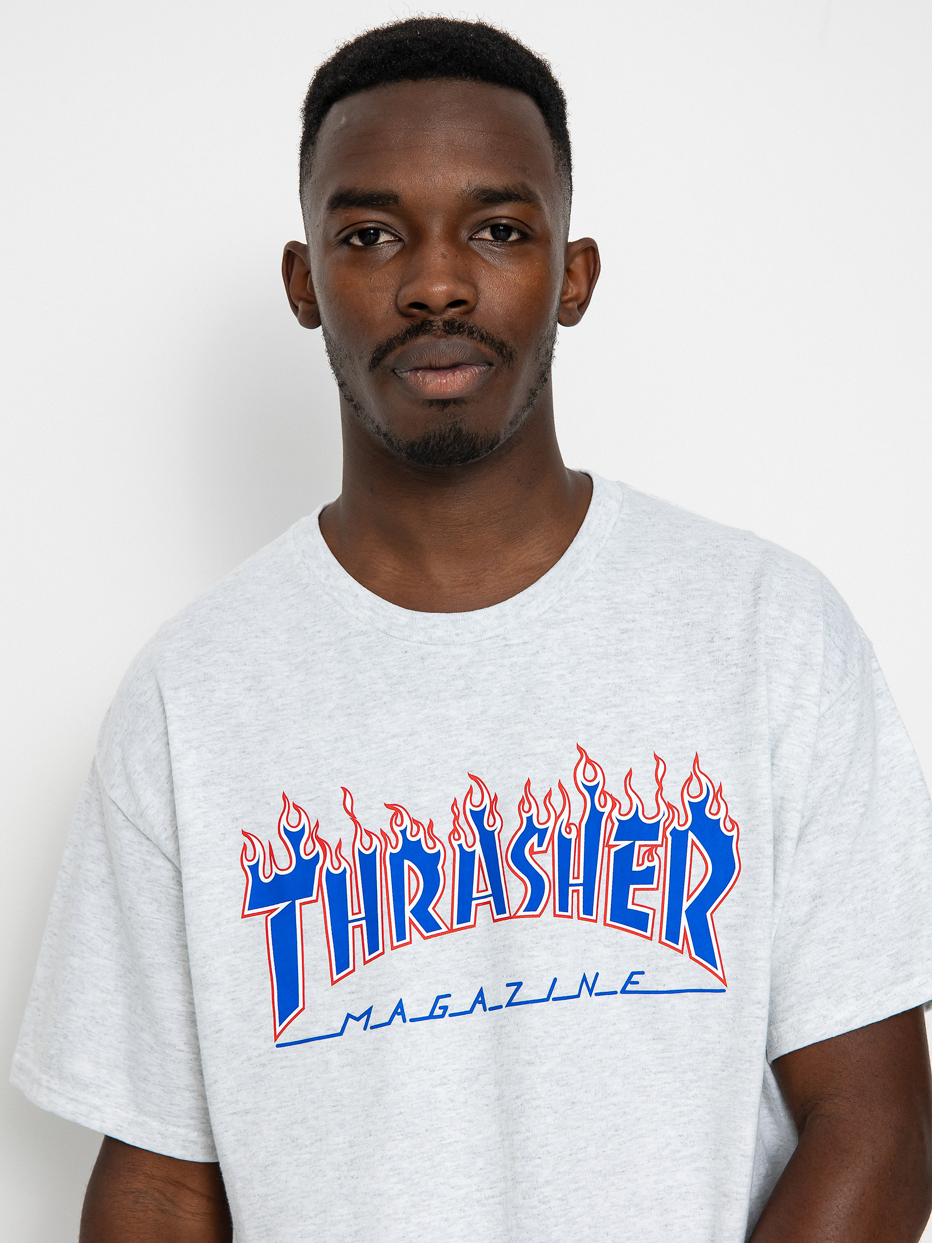 Thrasher blue outlet flame t shirt