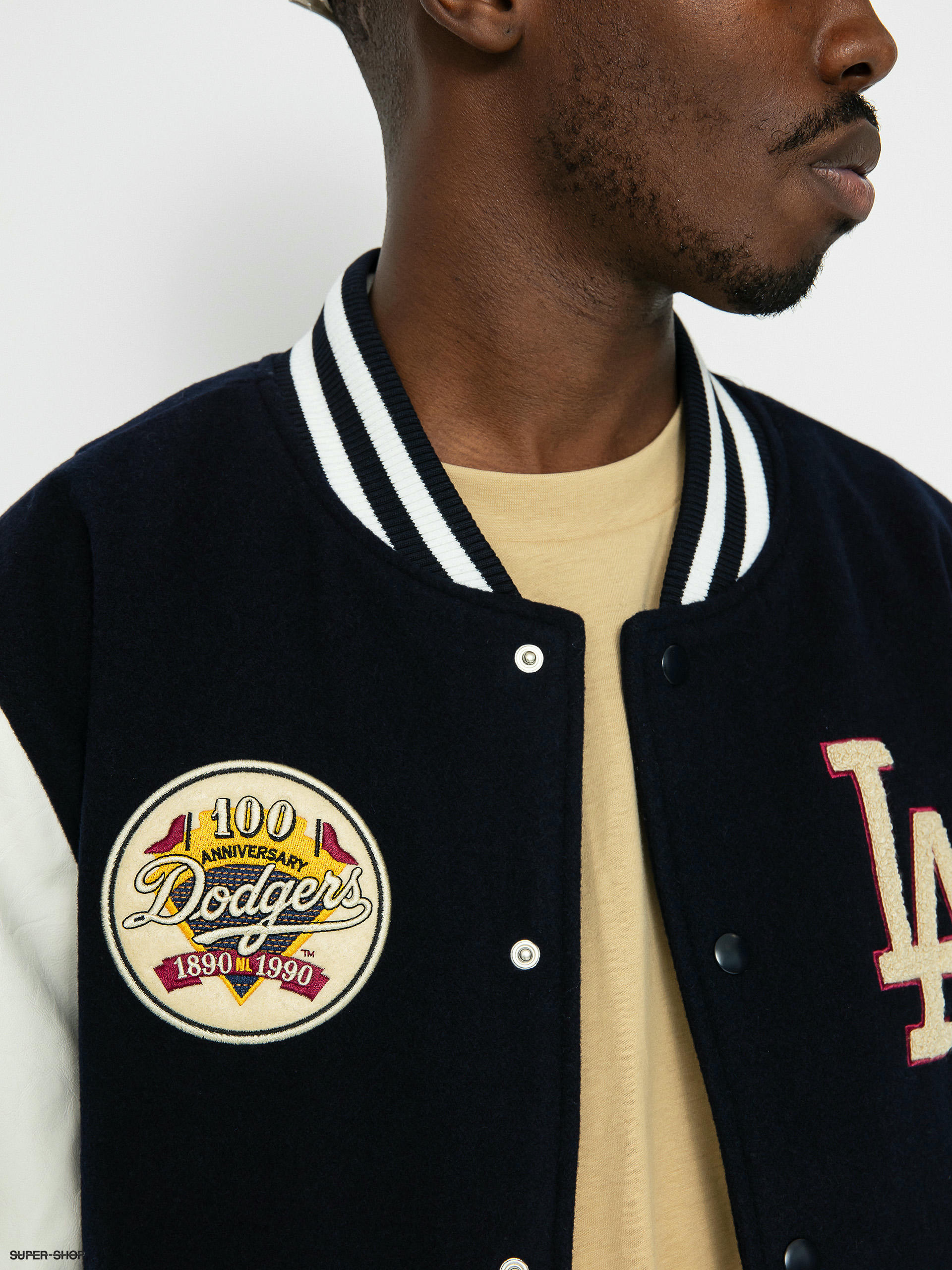 jacket New Era Large Logo Varsity MLB Los Angeles Dodgers - Navy/Off White  